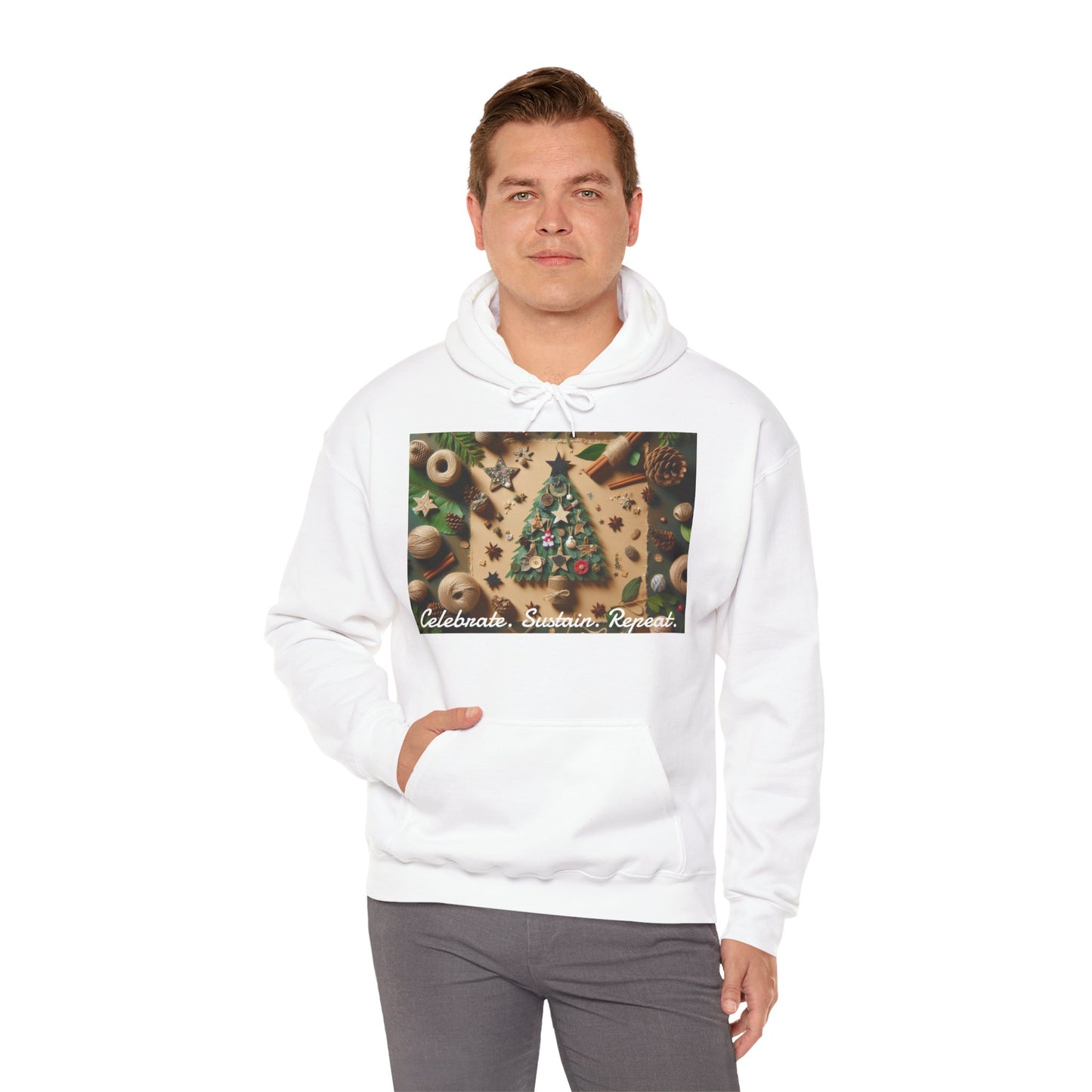 XXXL+ | Men's Hooded Sweatshirt - Celebrate. Sustain. Repeat.