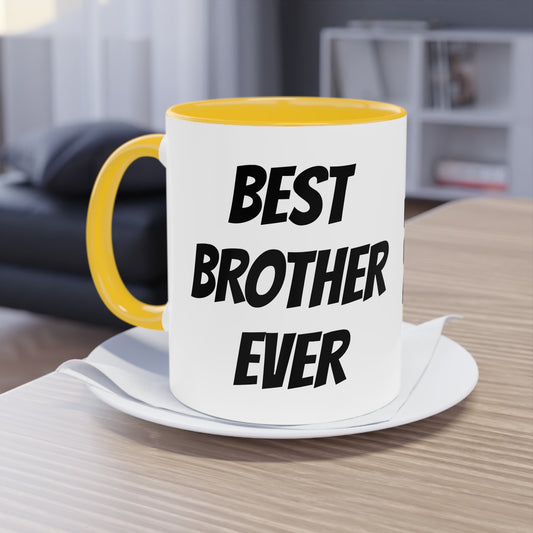 Mug | Coffee Mug  | Protector. Guide. Ally. BEST BROTHER EVER |  Two-Tone Coffee Mug, 11oz