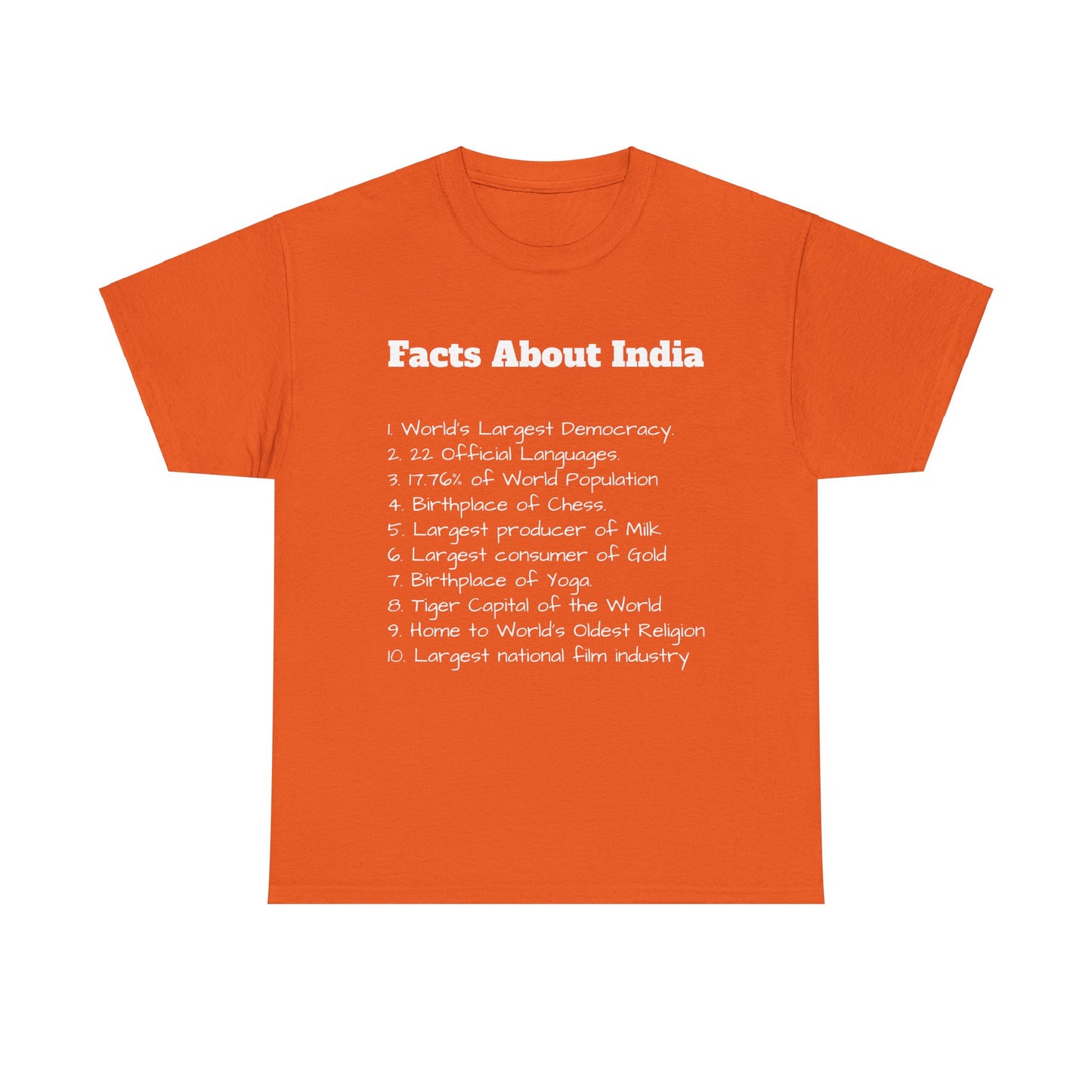 Unisex T-Shirt | Facts about India | Men's T-Shirt | Women's T-Shirt | Unisex Heavy Cotton Tee