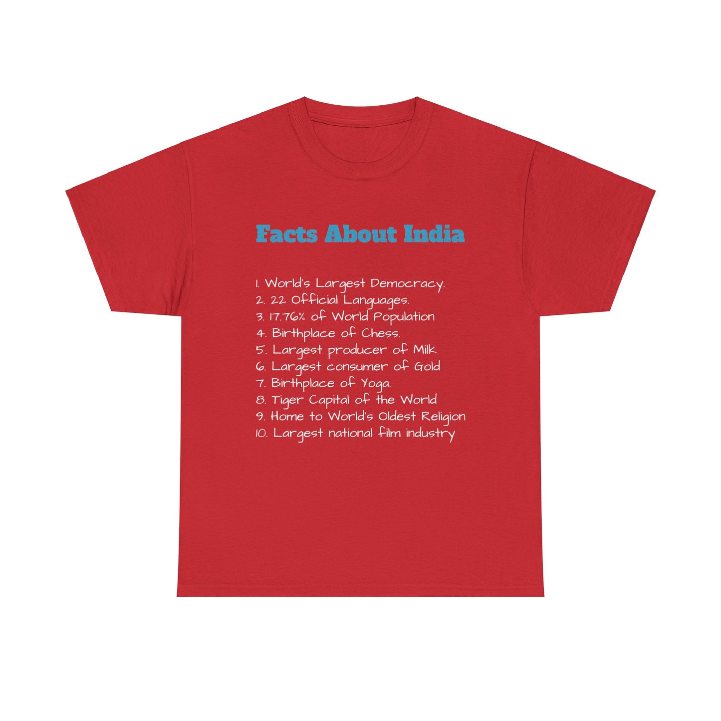 Unisex T-Shirt | Facts about India | Men's T-Shirt | Women's T-Shirt | Unisex Heavy Cotton Tee