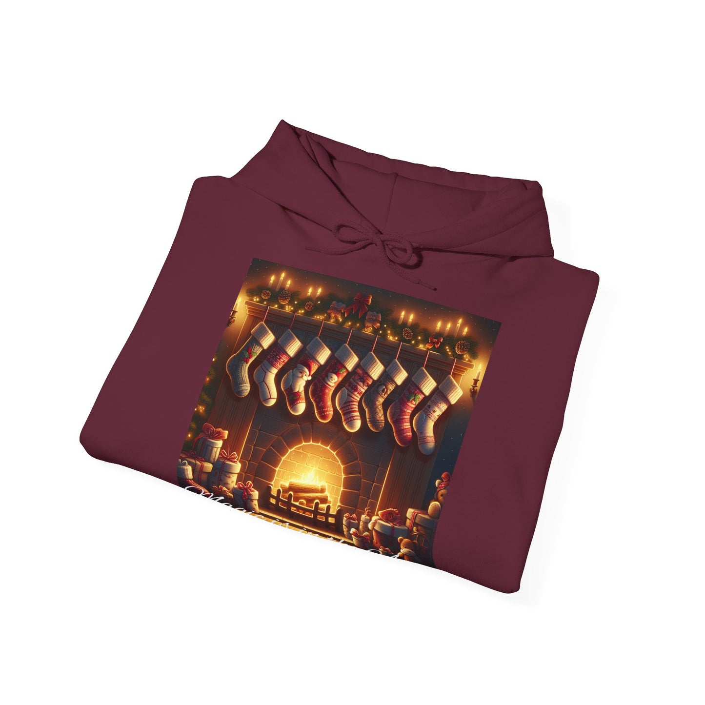 Men's Hooded Sweatshirt - Magic is in the Air - Christmas Stockings Design