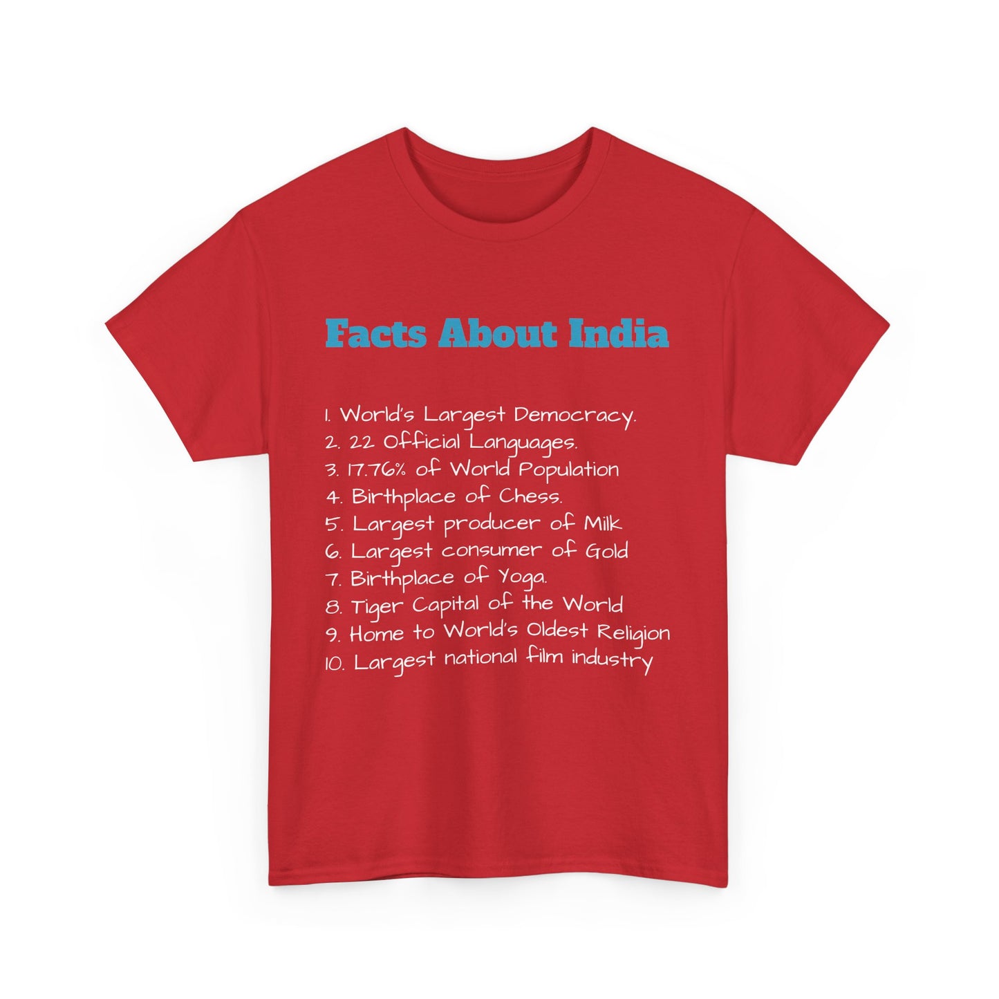 Unisex T-Shirt | Facts about India | Men's T-Shirt | Women's T-Shirt | Unisex Heavy Cotton Tee
