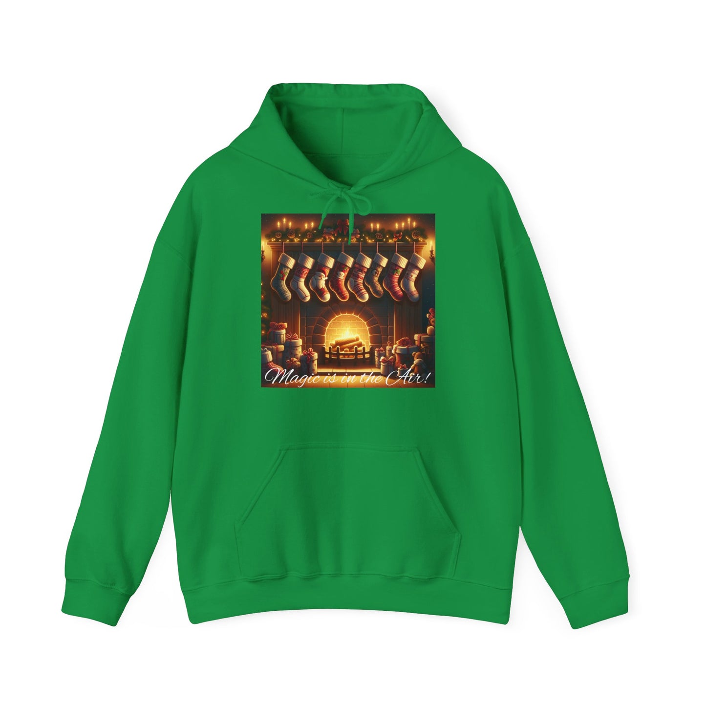 Men's Hooded Sweatshirt - Magic is in the Air - Christmas Stockings Design