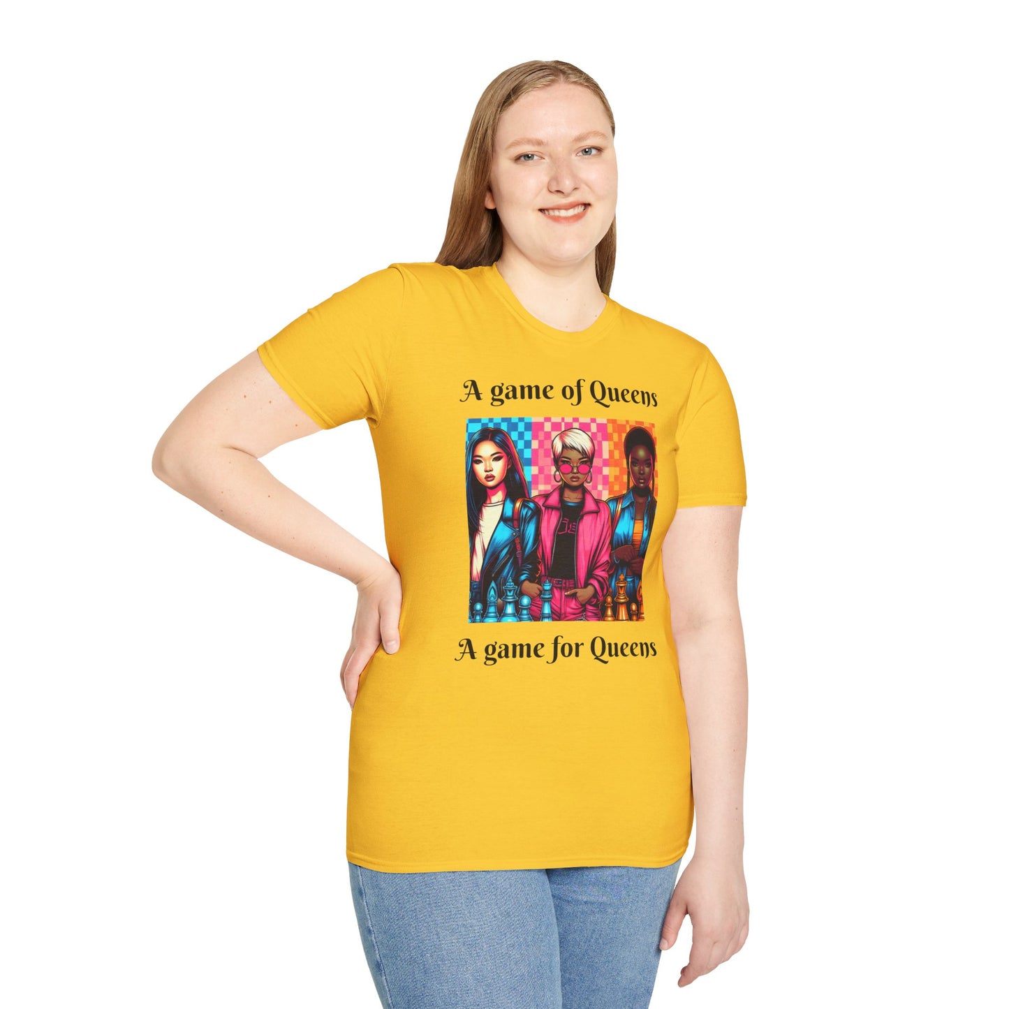 Women's T-Shirt | A Game of Queens. A Game for Queens. | Bold & Stylish | Chess themed | Women's Softstyle T-Shirt