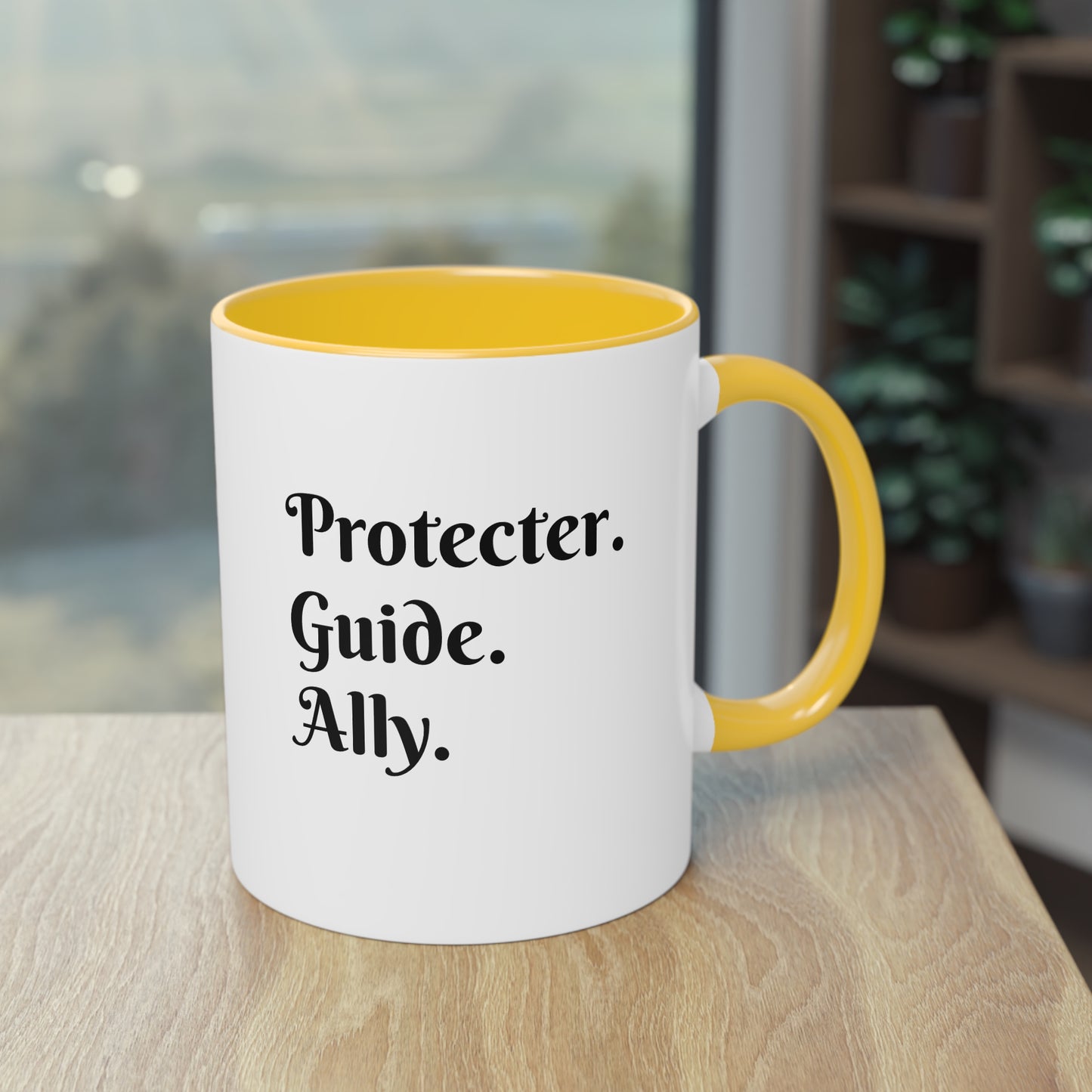 Coffee Mug | Protector. Guide. Ally. BEST SISTER EVER | Two-Tone Coffee Mug, 11oz