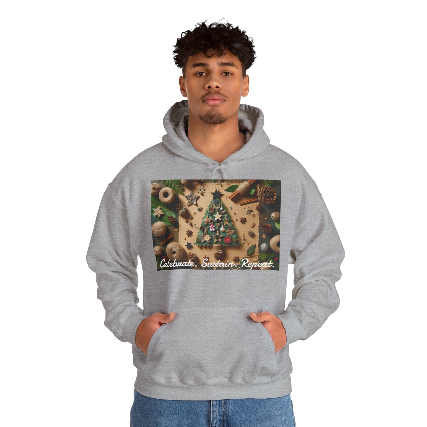 XXXL+ | Men's Hooded Sweatshirt - Celebrate. Sustain. Repeat.