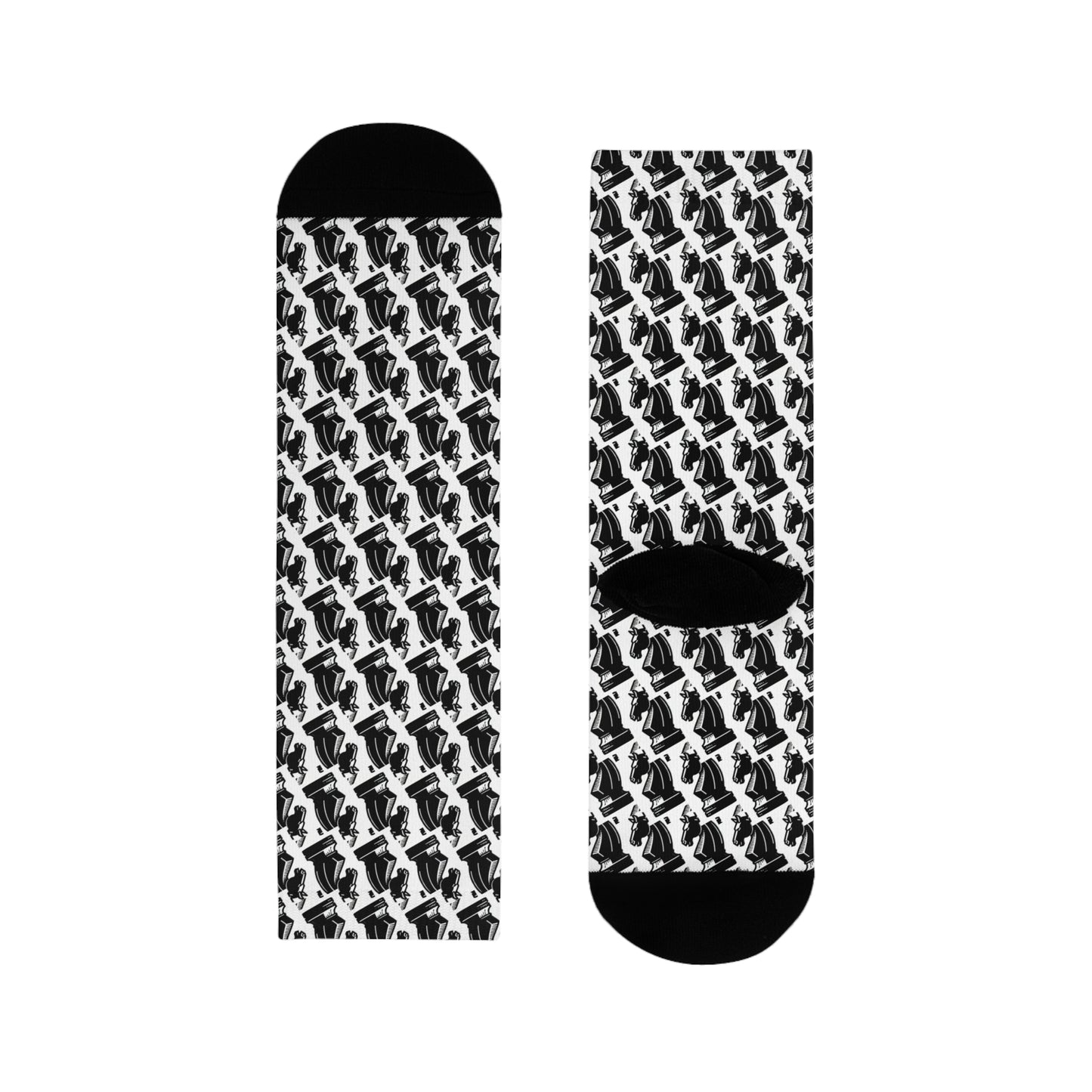 Fun Socks | Knight Army | Chess themed | Cool & Stylish Sublimation Crew Socks (EU)