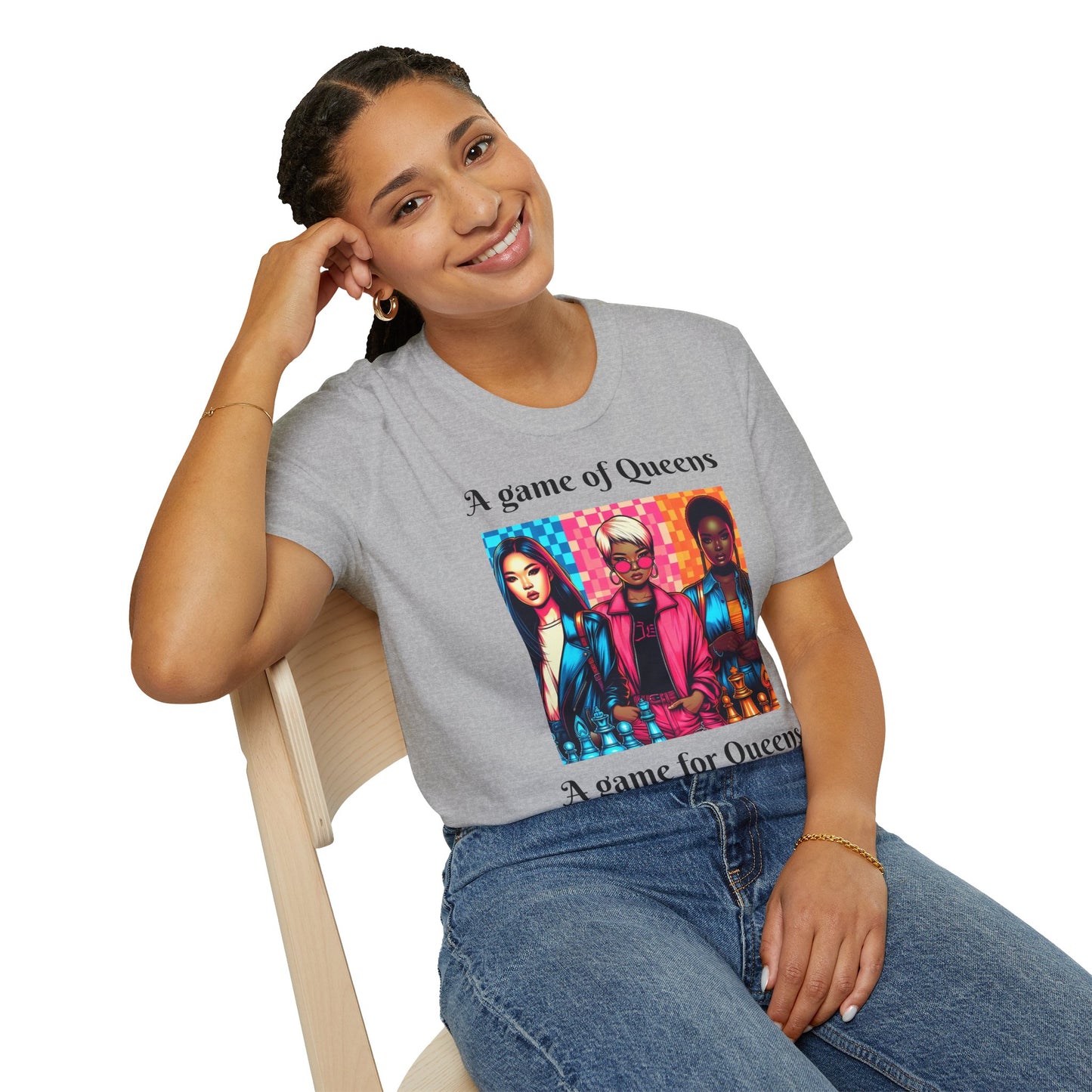 Women's T-Shirt | A Game of Queens. A Game for Queens. | Bold & Stylish | Chess themed | Women's Softstyle T-Shirt