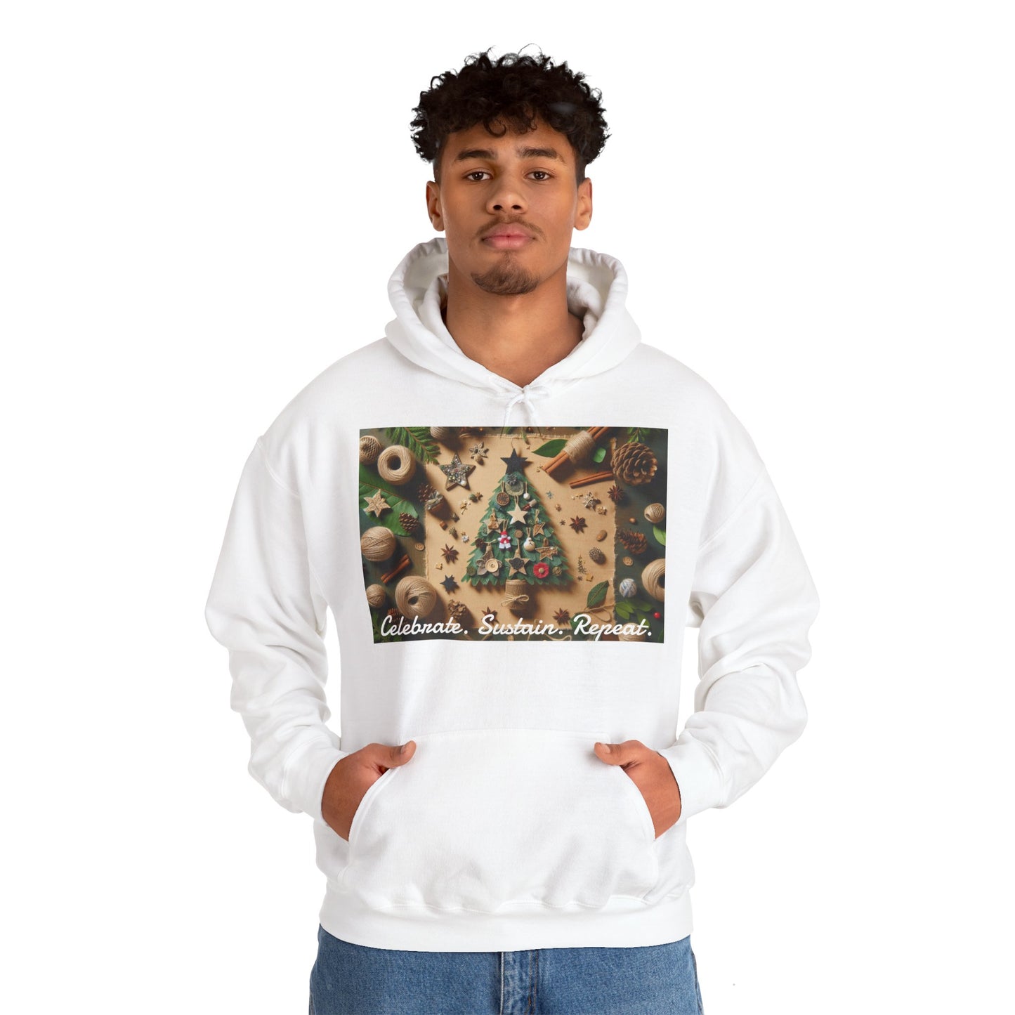 XXXL+ | Men's Hooded Sweatshirt - Celebrate. Sustain. Repeat.
