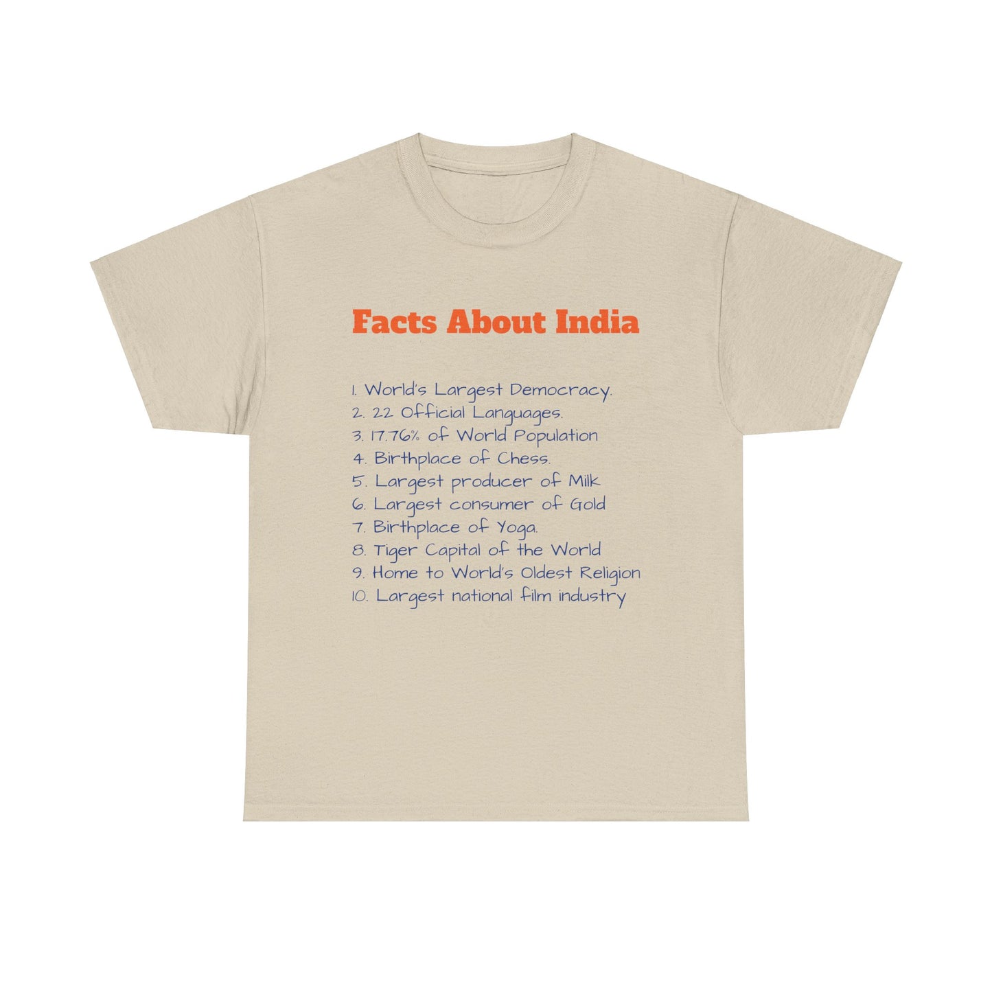 Unisex T-Shirt | Facts about India | Men's T-Shirt | Women's T-Shirt | Unisex Heavy Cotton Tee