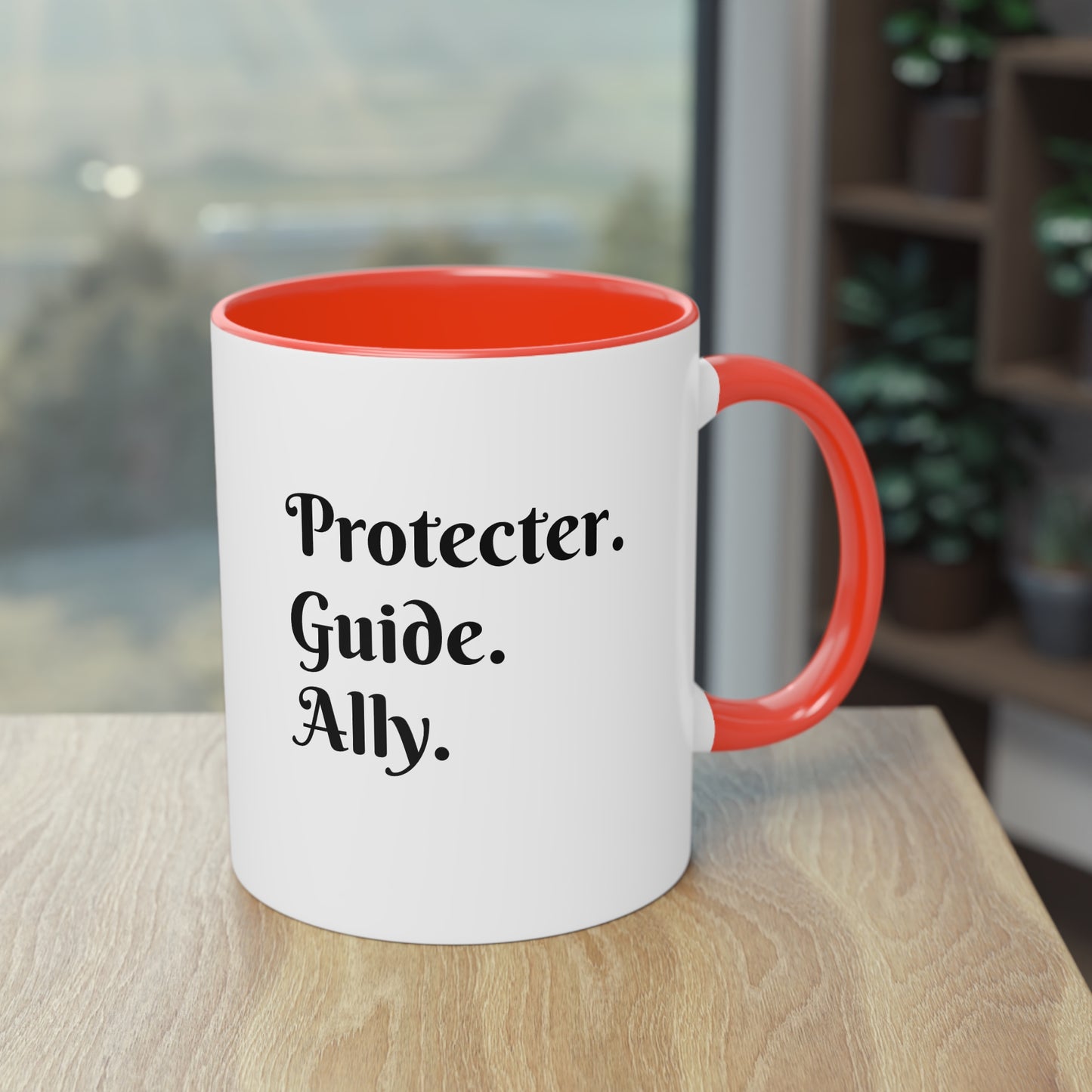 Coffee Mug | Protector. Guide. Ally. BEST SISTER EVER | Two-Tone Coffee Mug, 11oz