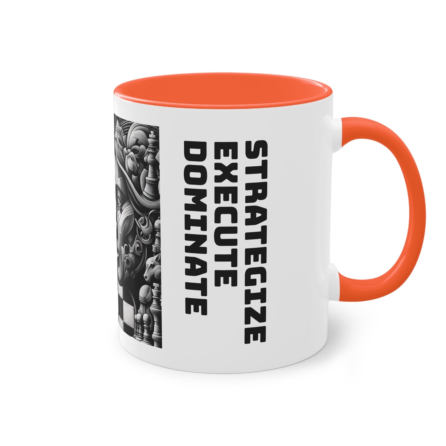 Coffee Mug | Chess themed Coffee Mug | Strategize. Execute. Dominate. Coffee Mug | Two-Tone Coffee Mug, 11oz