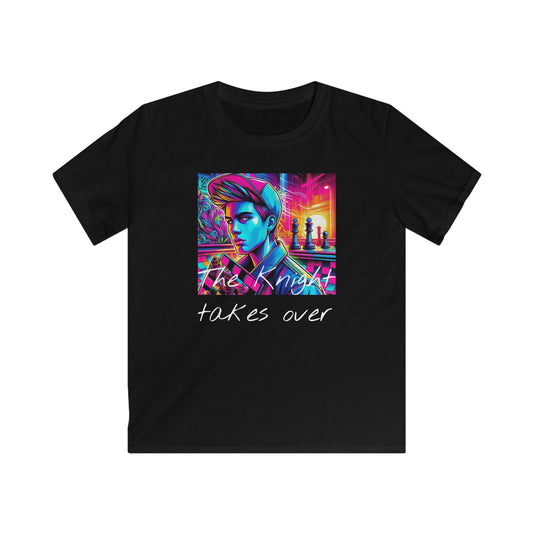 Boys' T-Shirt | The Knight takes over | Chess themed T-shirt | Kids Softstyle Tee