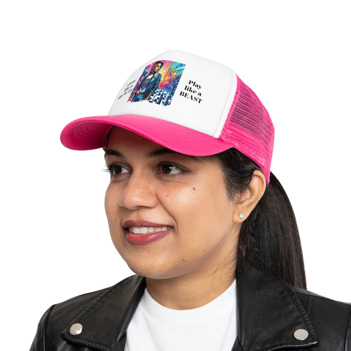Womens' Cap | Girls' Cap | Shine like a Beauty, Play like a Beast | Chess Themed | Cool & Bold | Mesh Cap