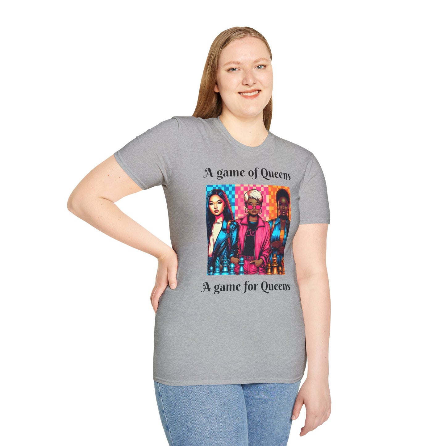 Women's T-Shirt | A Game of Queens. A Game for Queens. | Bold & Stylish | Chess themed | Women's Softstyle T-Shirt