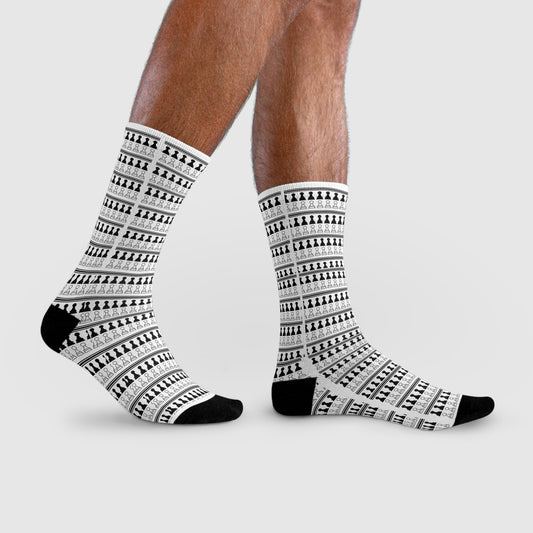 Fun Socks | Chess themed | Pawn Army | Cool & Stylish Sublimation Crew Socks (EU)