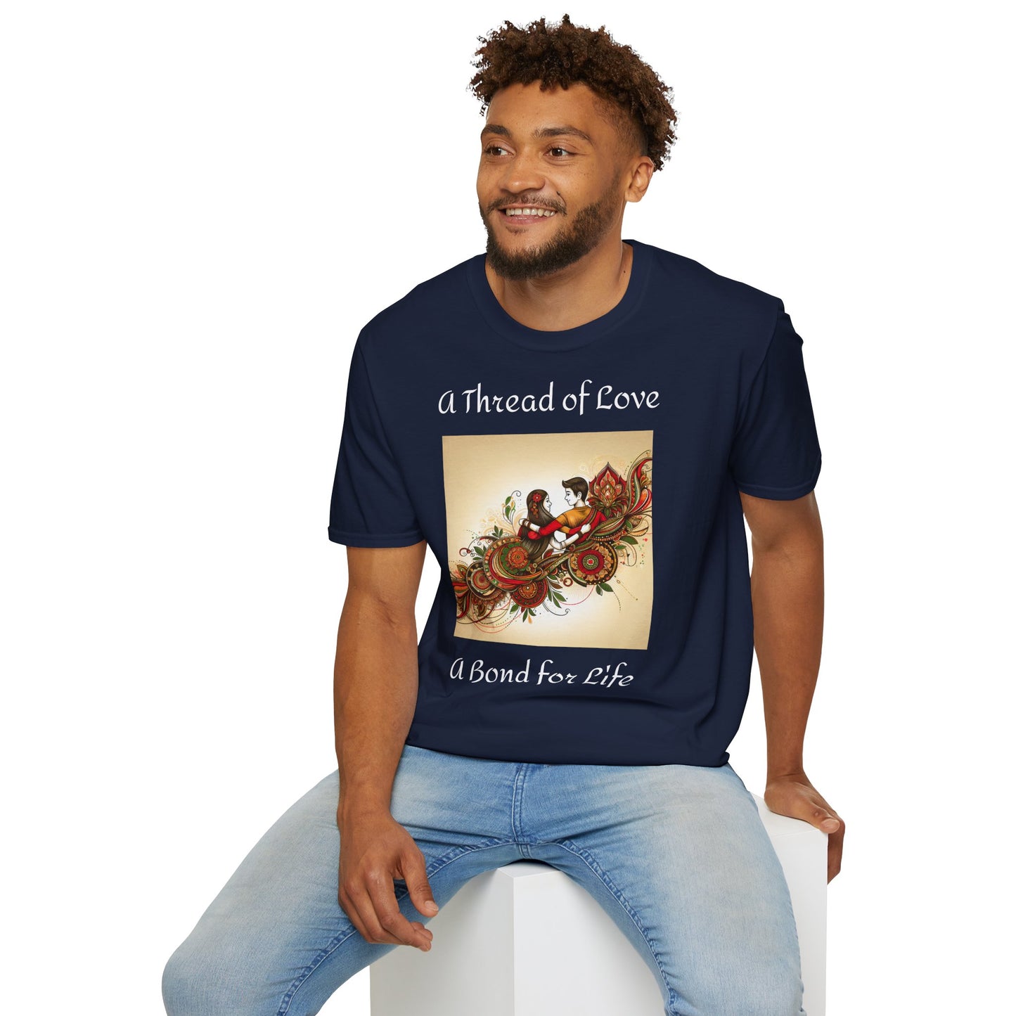 Men's T-Shirt | A Thread of Love. A Bond for Life | Brother & Sister | India Themed | Men's Softstyle T-Shirt