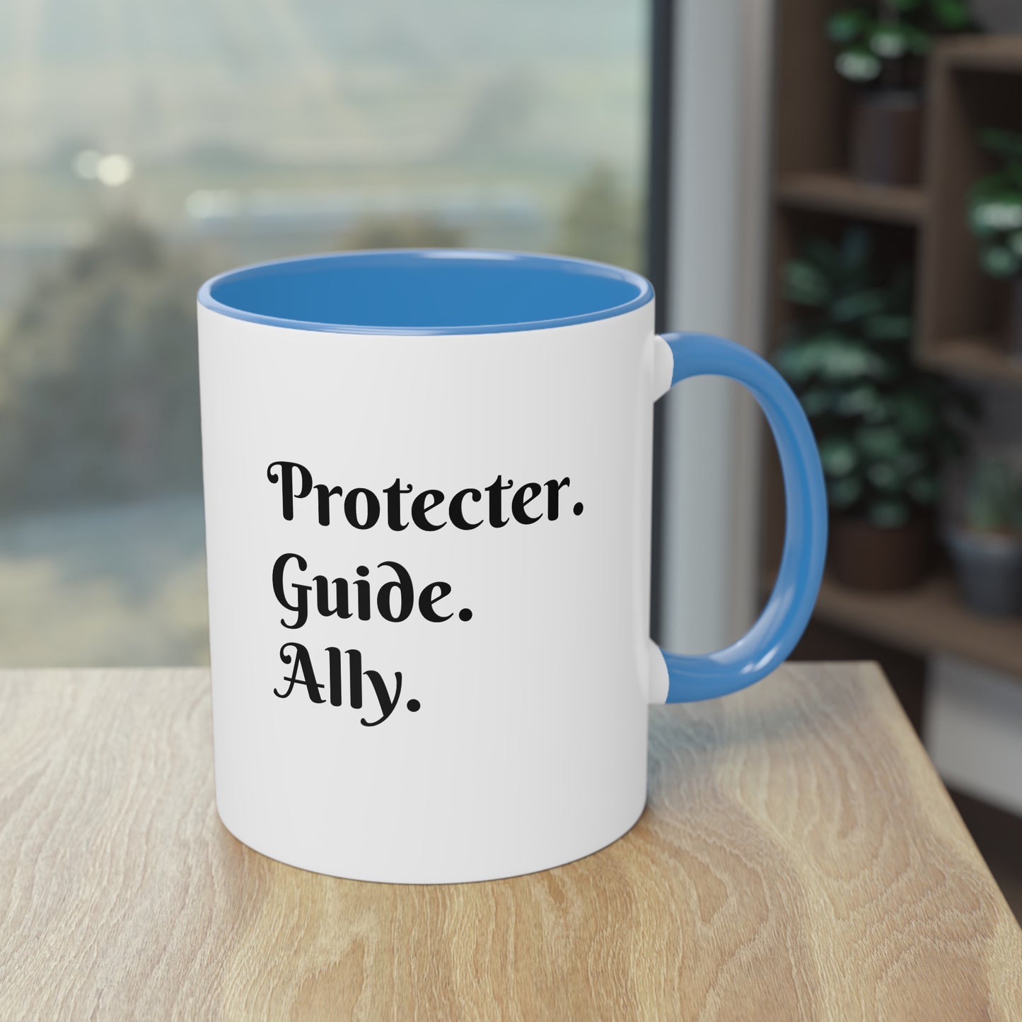 Coffee Mug | Protector. Guide. Ally. BEST SISTER EVER | Two-Tone Coffee Mug, 11oz