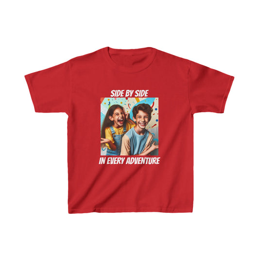 Kids' T-Shirt | Side by Side in every Adventure | Brother & Sister | Kids Heavy Cotton™ Tee