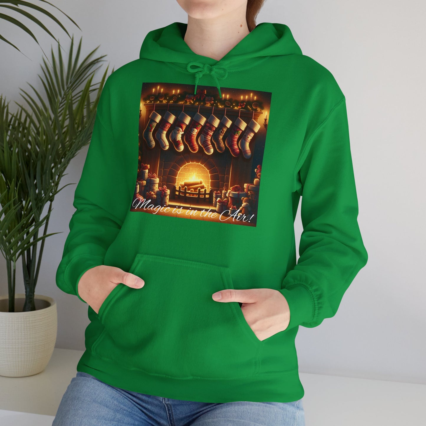 Women's Hooded Sweatshirt - Magic is in the Air - Christmas Stockings Design