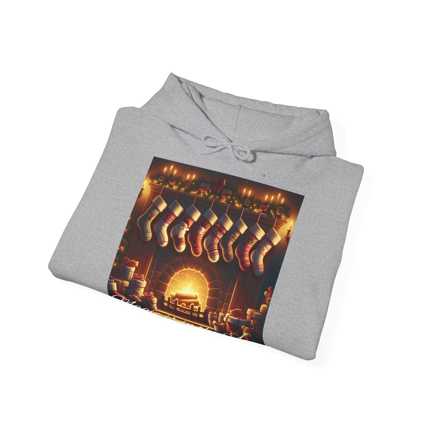 XXXL+ | Men's Hooded Sweatshirt - Magic is in the Air - Christmas Stockings Design