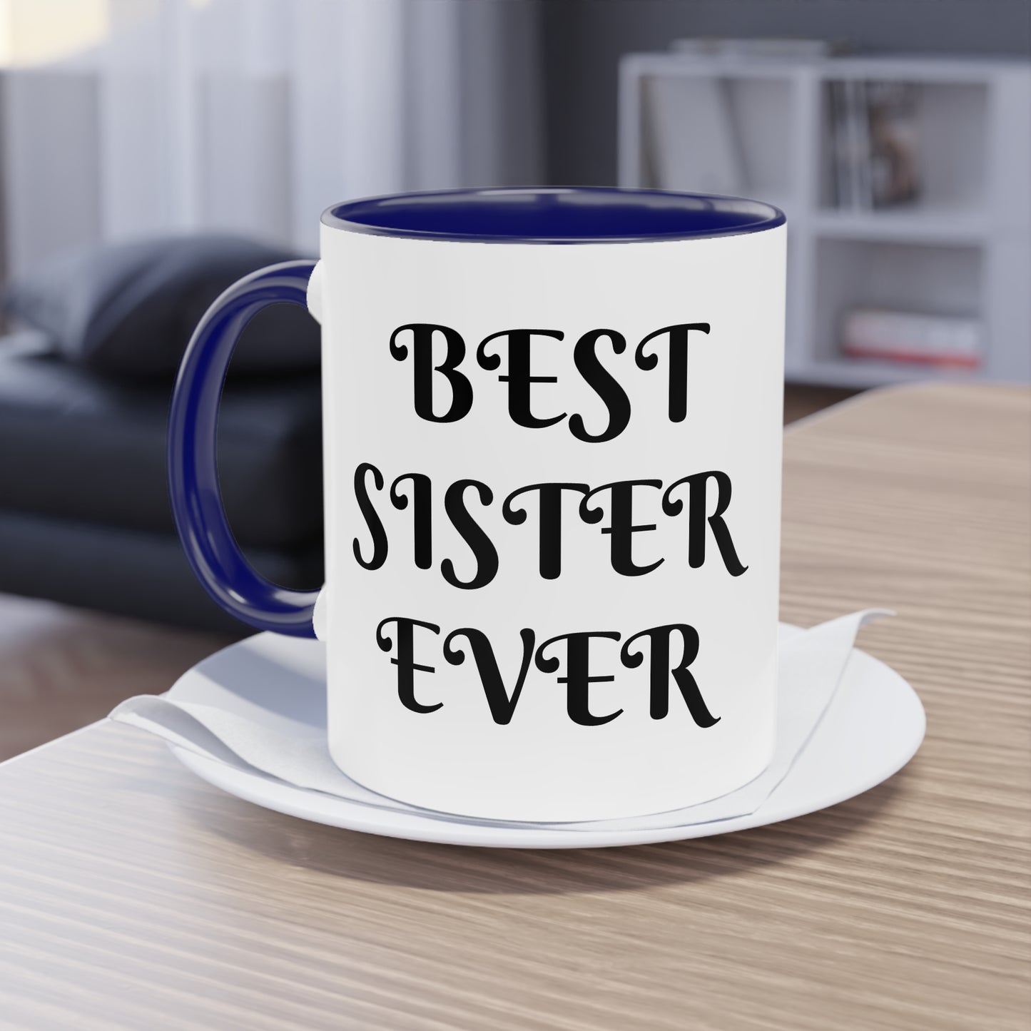 Coffee Mug | Protector. Guide. Ally. BEST SISTER EVER | Two-Tone Coffee Mug, 11oz