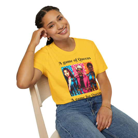 Women's T-Shirt | A Game of Queens. A Game for Queens. | Bold & Stylish | Chess themed | Women's Softstyle T-Shirt