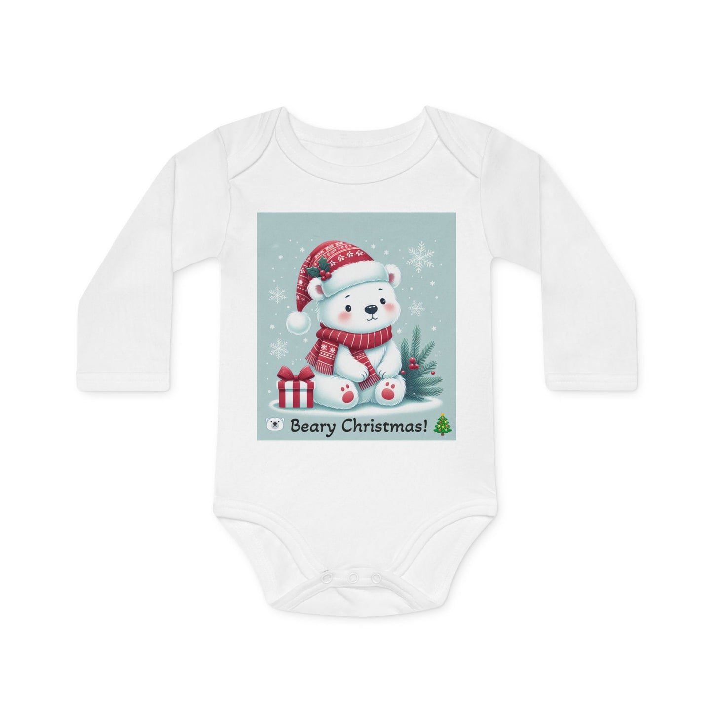 Baby Bodysuit Christmas Beary Christmas Polar Bear | Organic Baby Bodysuit