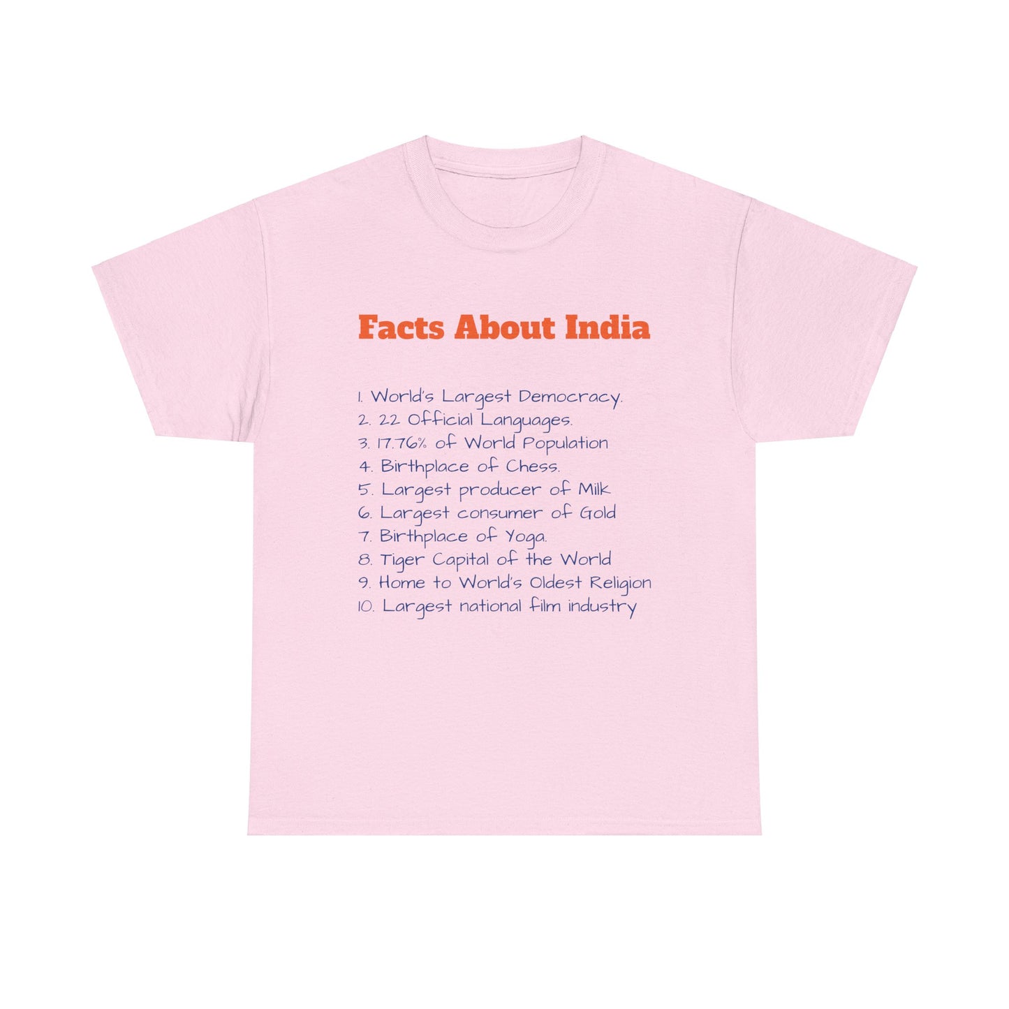 Unisex T-Shirt | Facts about India | Men's T-Shirt | Women's T-Shirt | Unisex Heavy Cotton Tee