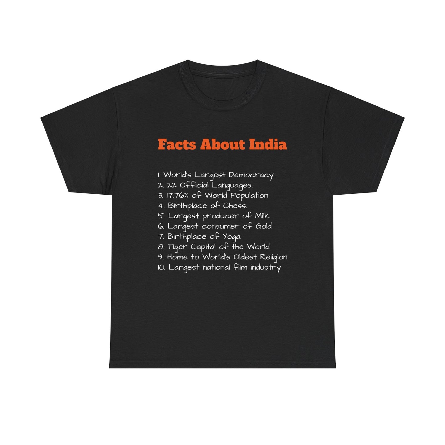 Unisex T-Shirt | Facts about India | Men's T-Shirt | Women's T-Shirt | Unisex Heavy Cotton Tee