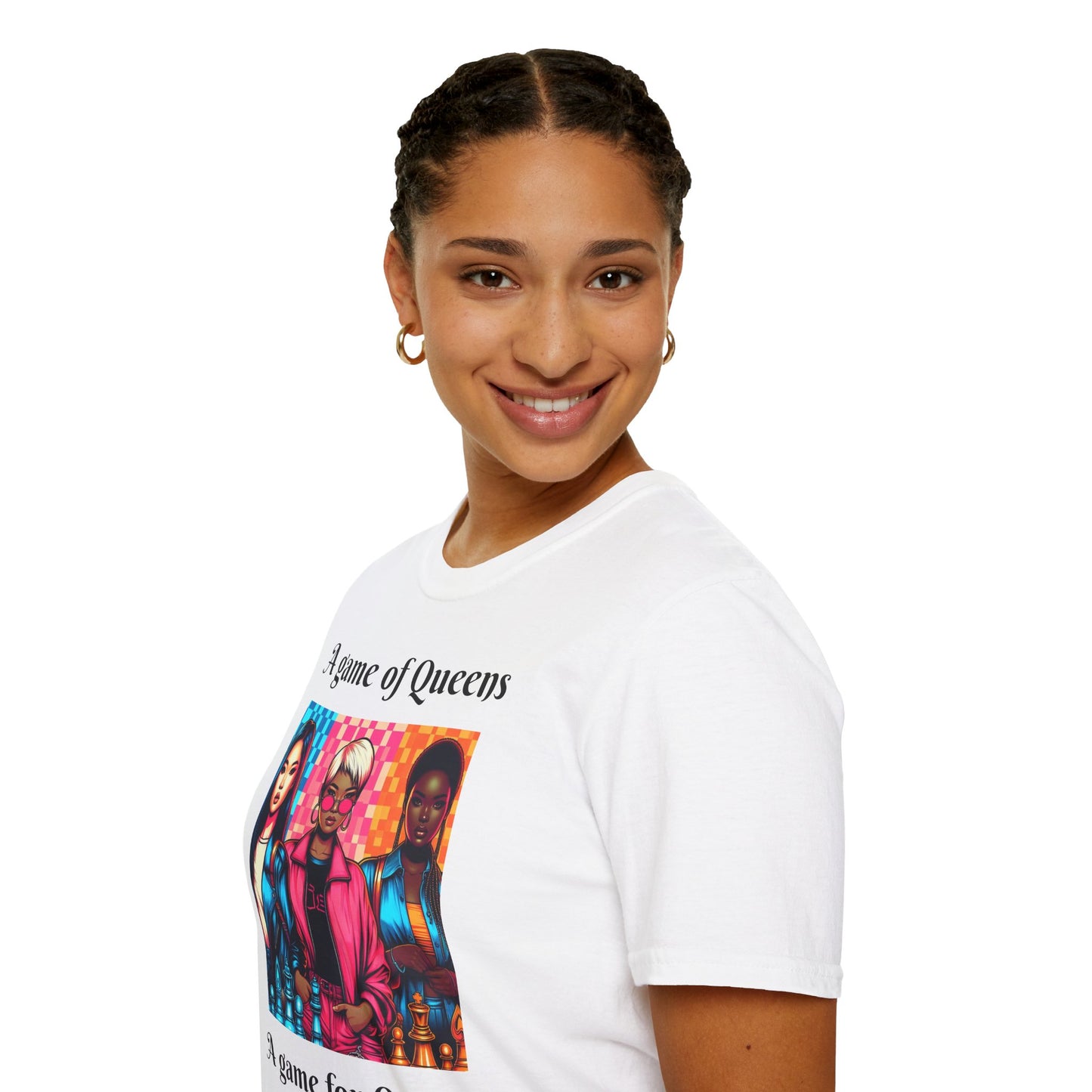 Women's T-Shirt | A Game of Queens. A Game for Queens. | Bold & Stylish | Chess themed | Women's Softstyle T-Shirt