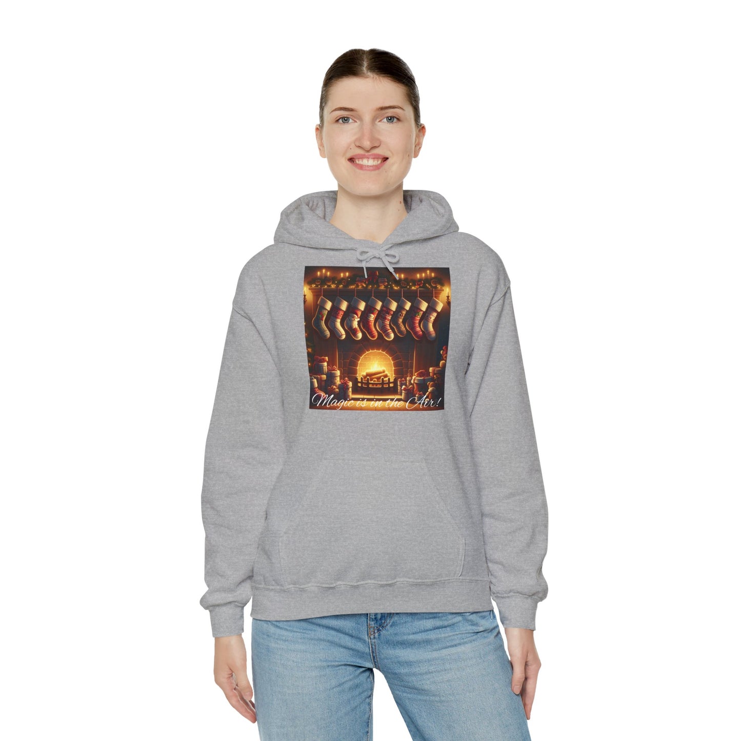 XXXL+ | Women's Hooded Sweatshirt - Magic is in the Air - Christmas Stockings Design