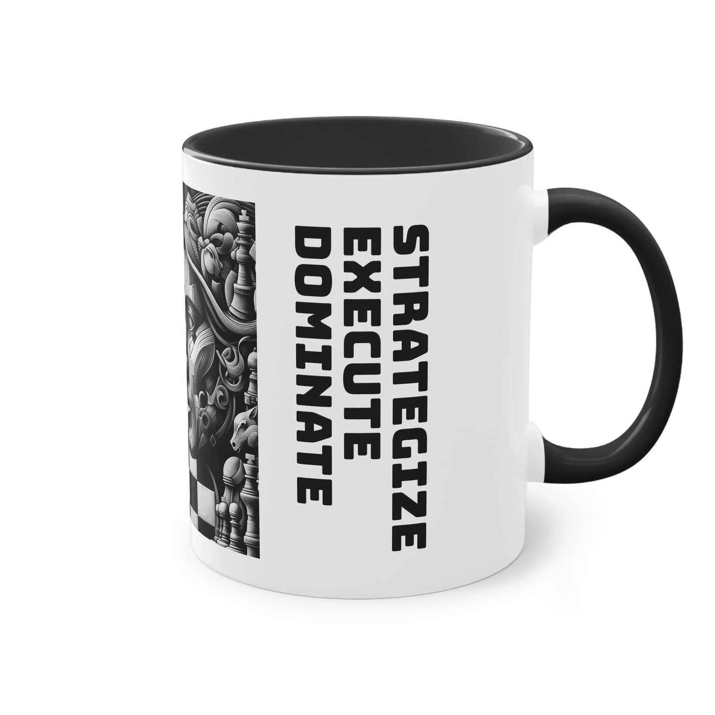 Coffee Mug | Chess themed Coffee Mug | Strategize. Execute. Dominate. Coffee Mug | Two-Tone Coffee Mug, 11oz