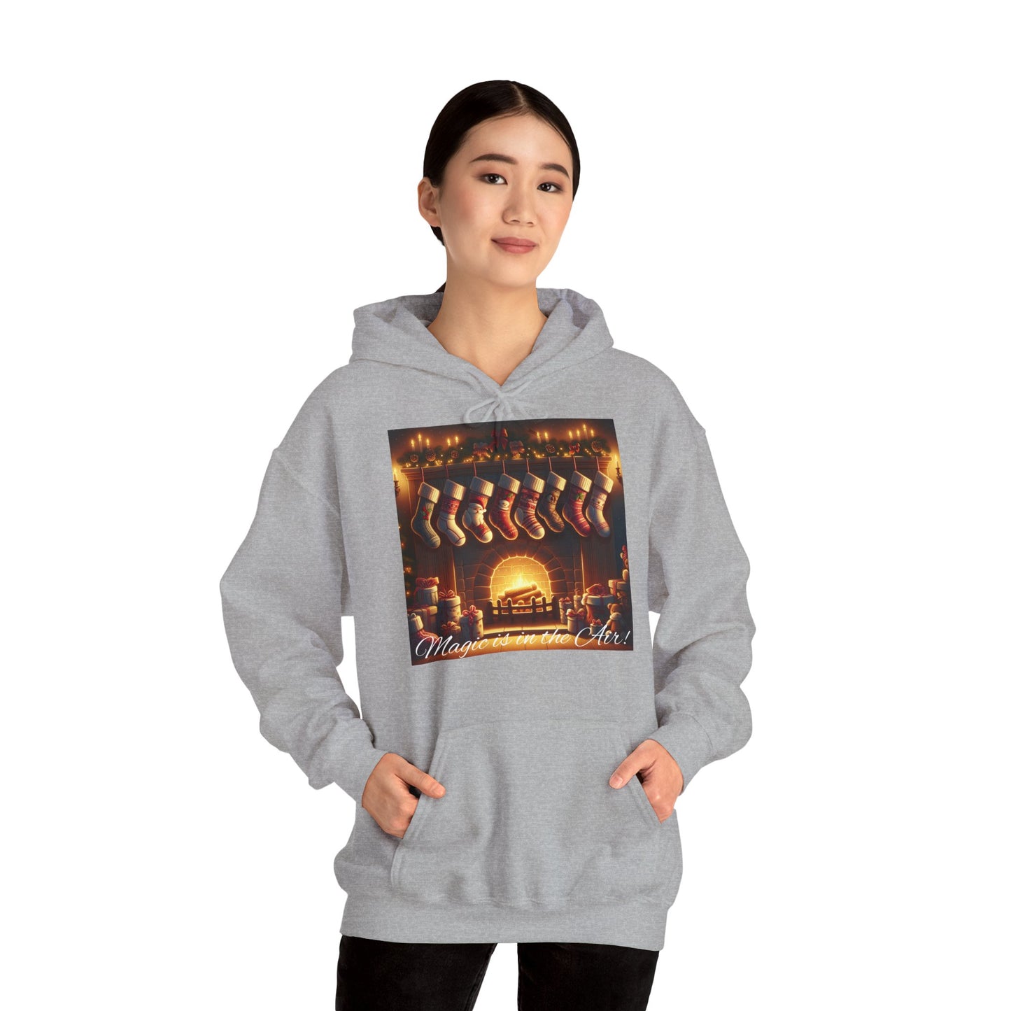 XXXL+ | Women's Hooded Sweatshirt - Magic is in the Air - Christmas Stockings Design