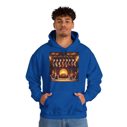 XXXL+ | Men's Hooded Sweatshirt - Magic is in the Air - Christmas Stockings Design