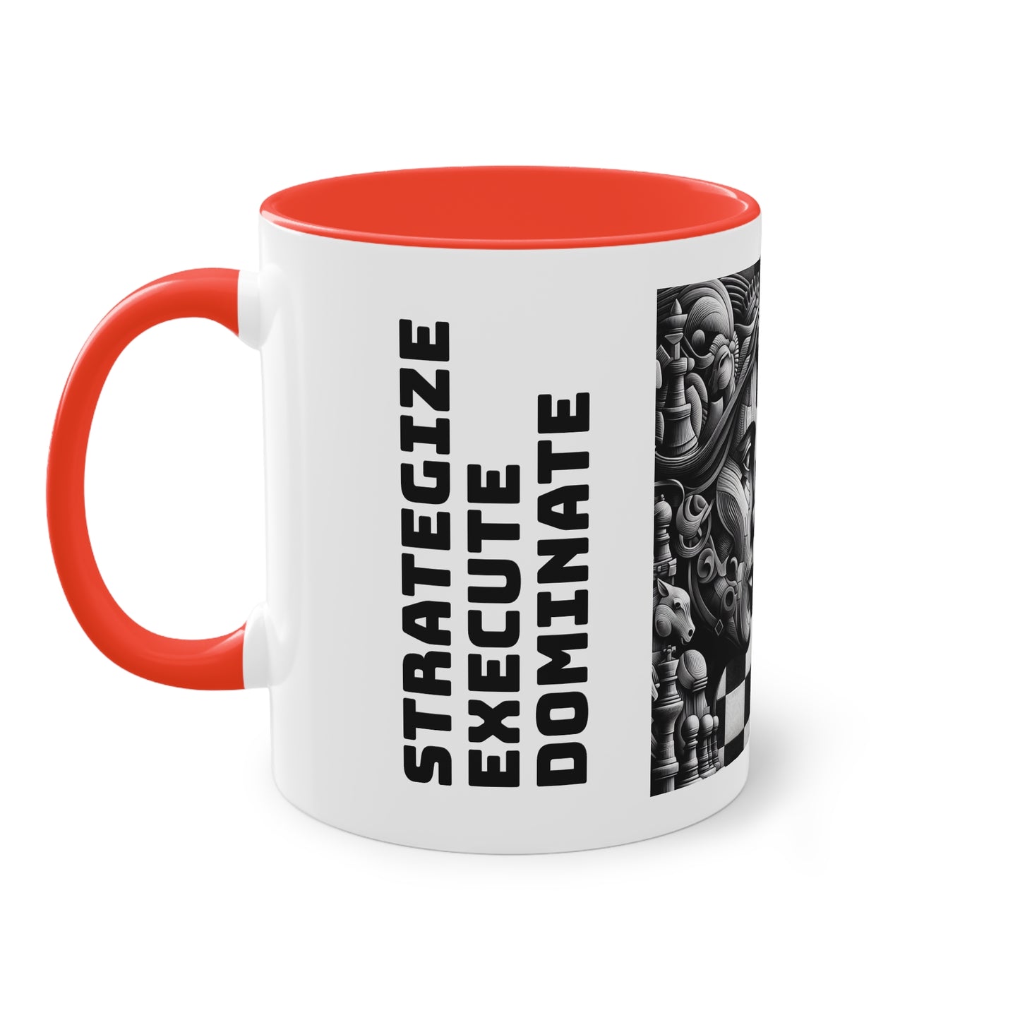 Coffee Mug | Chess themed Coffee Mug | Strategize. Execute. Dominate. Coffee Mug | Two-Tone Coffee Mug, 11oz