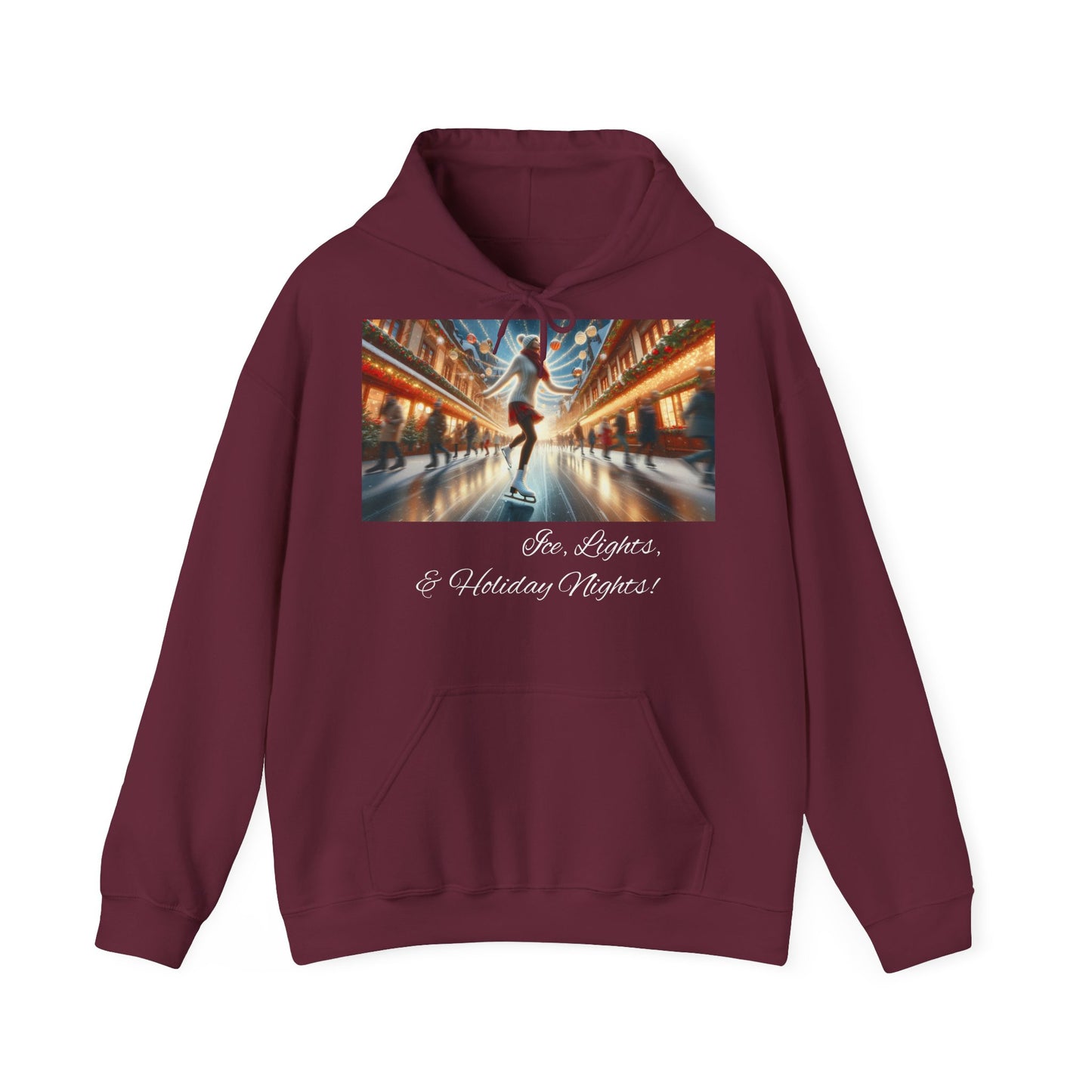 Women's Hooded Sweatshirt - Ice, Lights, & Holiday Nights! Design 02