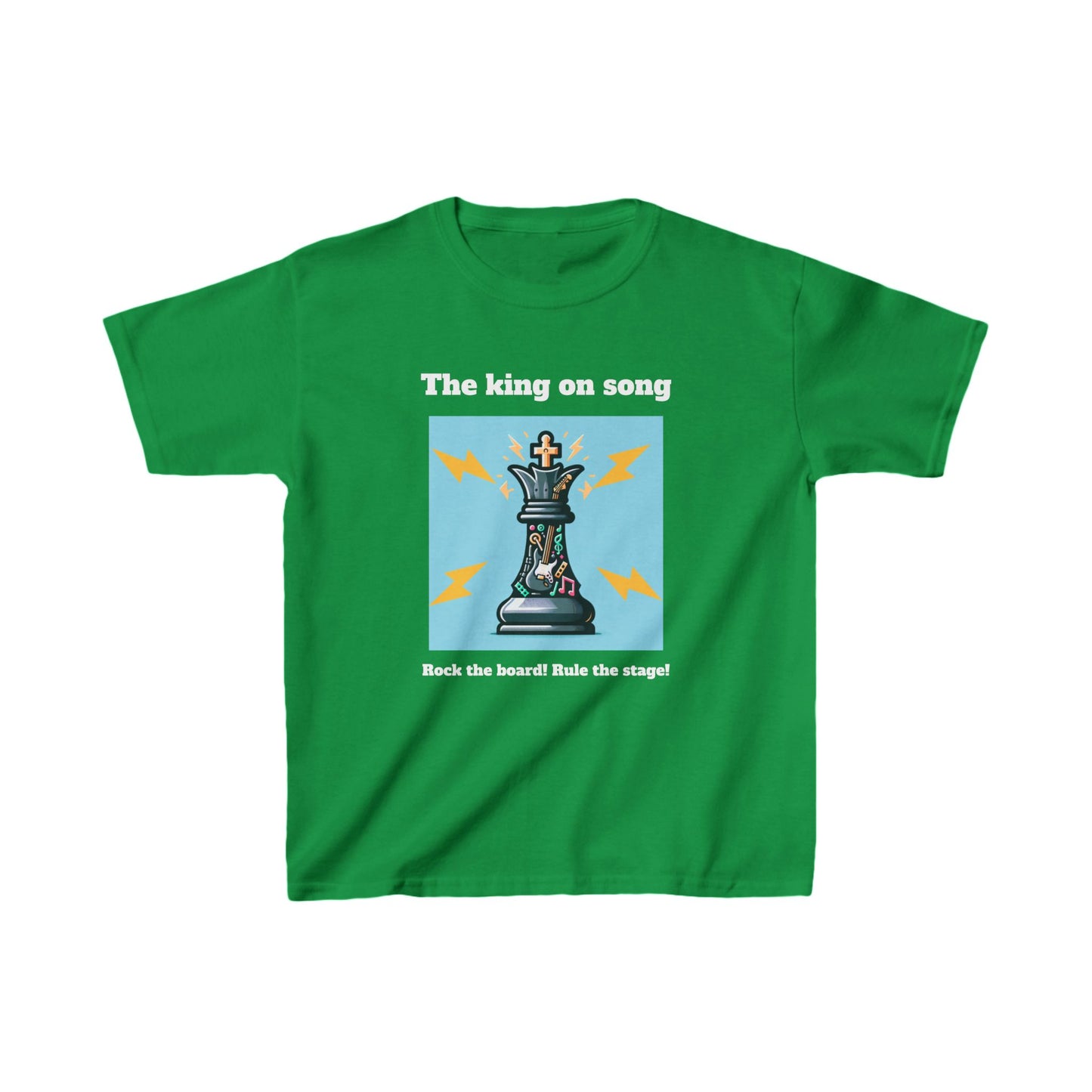 Boys' T-Shirt | The King on song. Rock the Board! Rule the Stage! | Bold & Stylish | Chess themed | Kids Heavy Cotton™ Tee