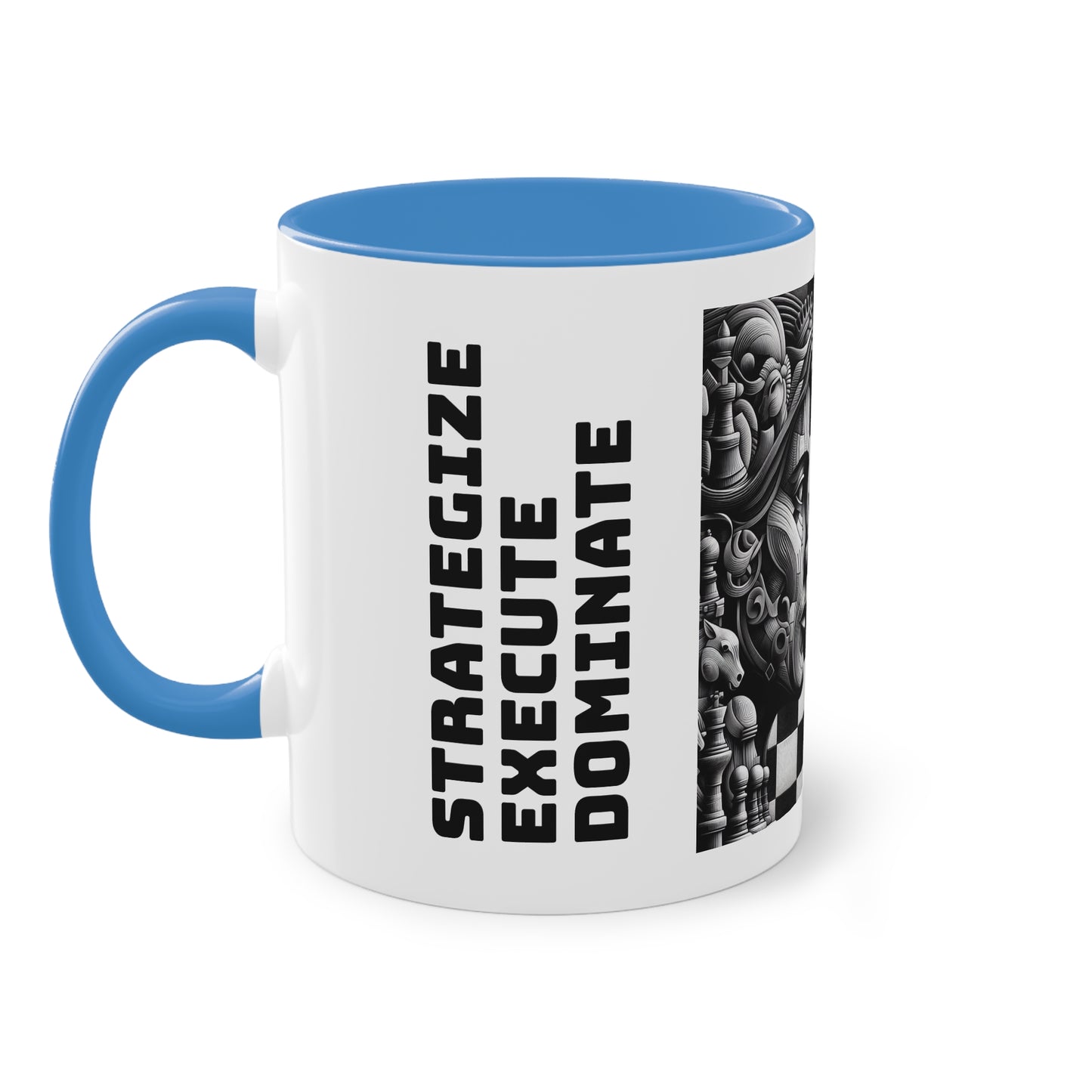 Coffee Mug | Chess themed Coffee Mug | Strategize. Execute. Dominate. Coffee Mug | Two-Tone Coffee Mug, 11oz