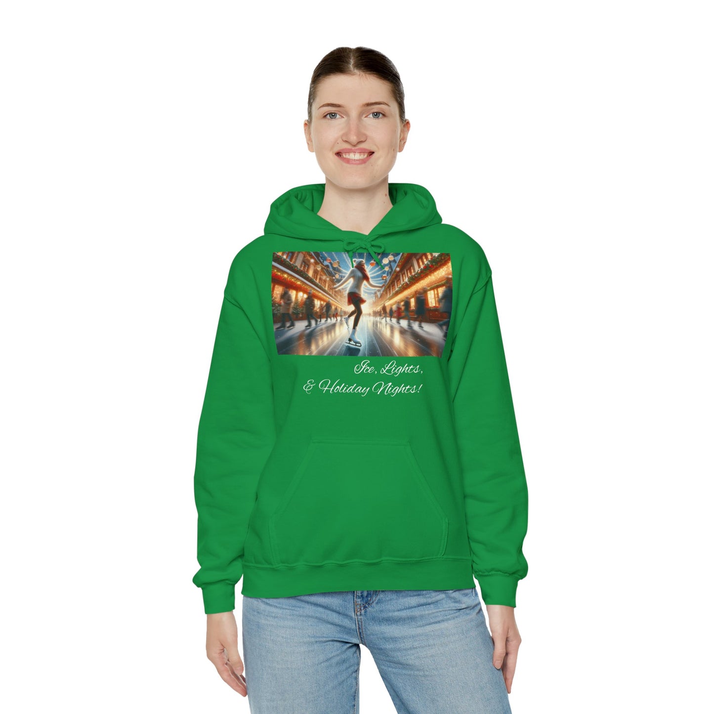 Women's Hooded Sweatshirt - Ice, Lights, & Holiday Nights! Design 02