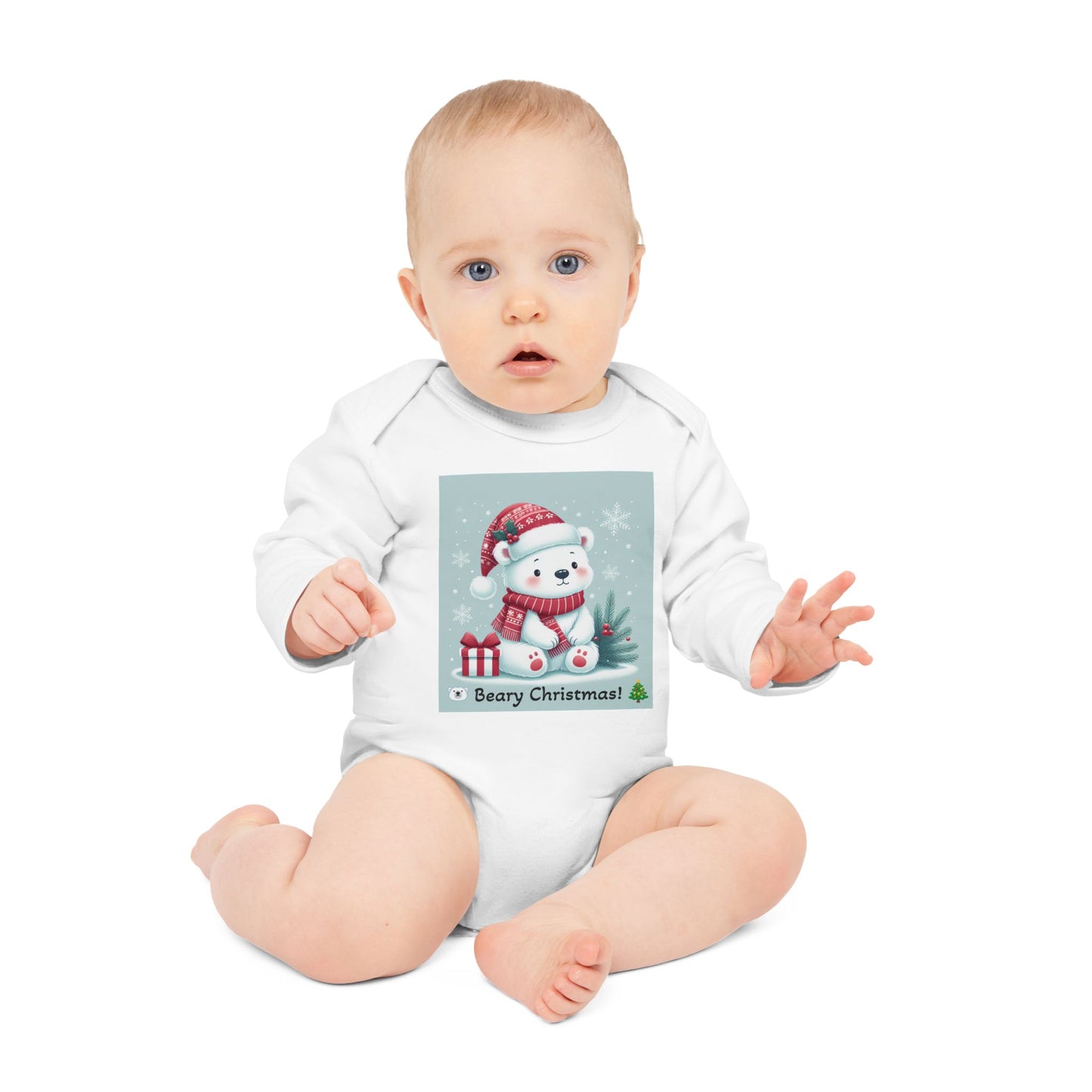 Baby Bodysuit Christmas Beary Christmas Polar Bear | Organic Baby Bodysuit