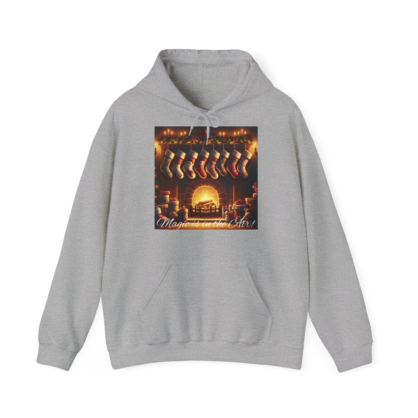 XXXL+ | Men's Hooded Sweatshirt - Magic is in the Air - Christmas Stockings Design