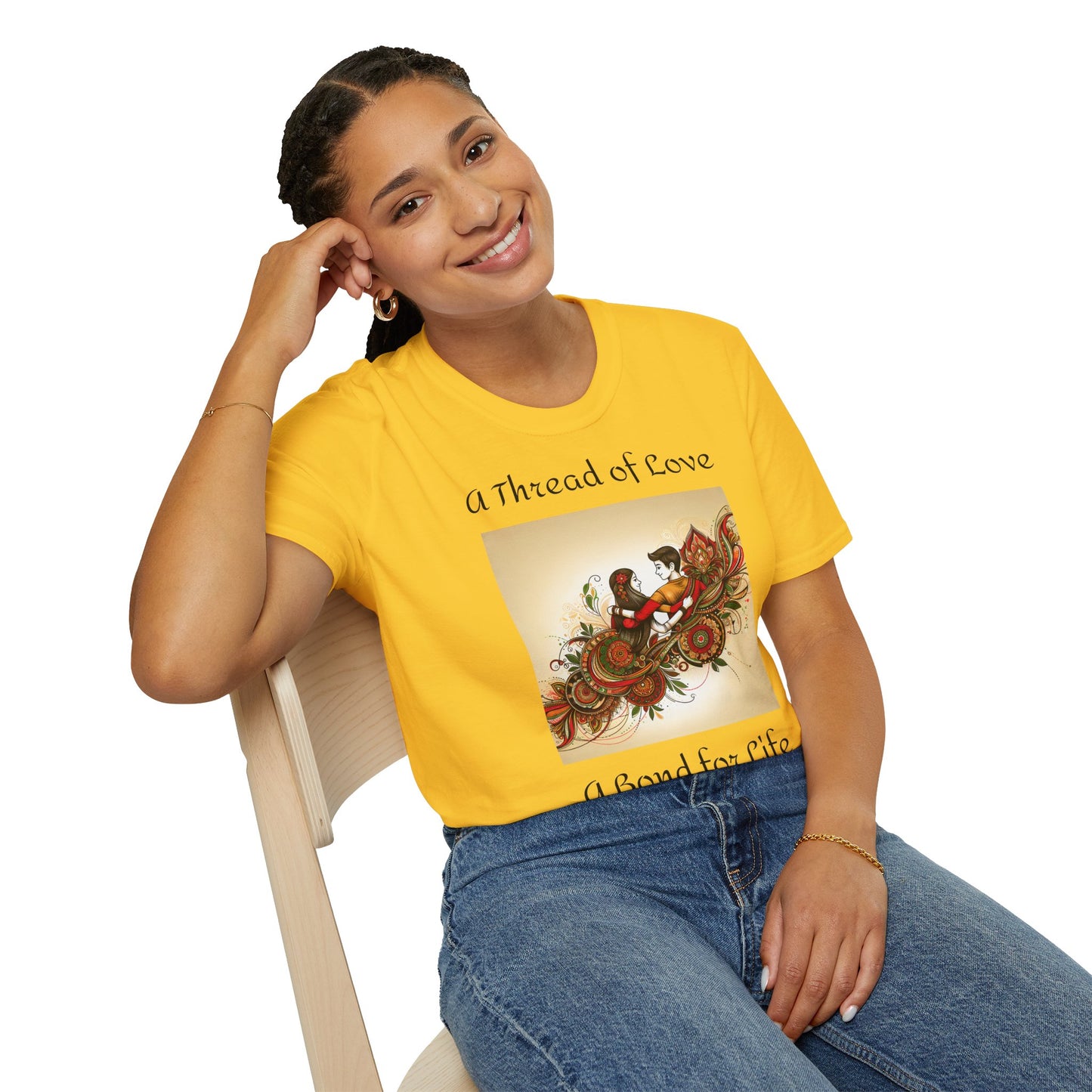 Women's T Shirt | A Thread of Love. A Bond for Life | Brother & Sister | India themed | Women's Softstyle T-Shirt