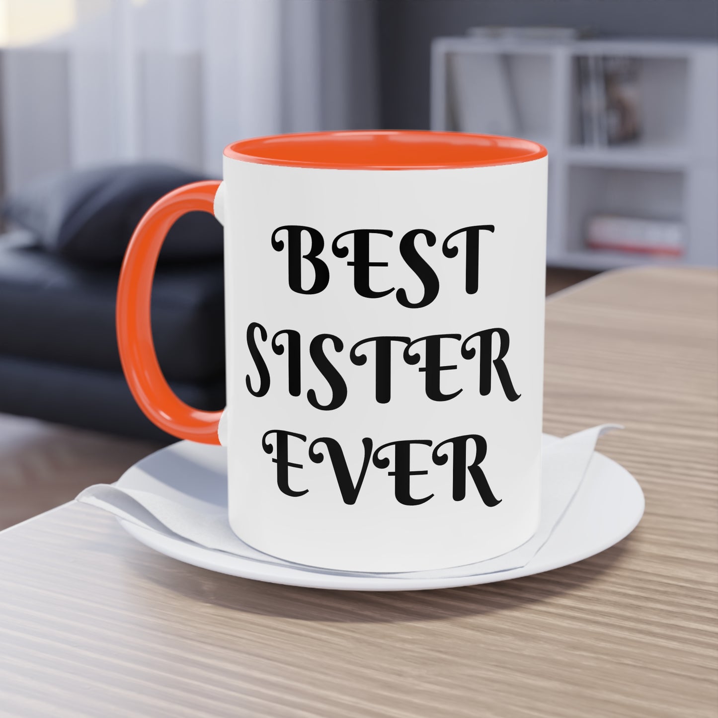Coffee Mug | Protector. Guide. Ally. BEST SISTER EVER | Two-Tone Coffee Mug, 11oz