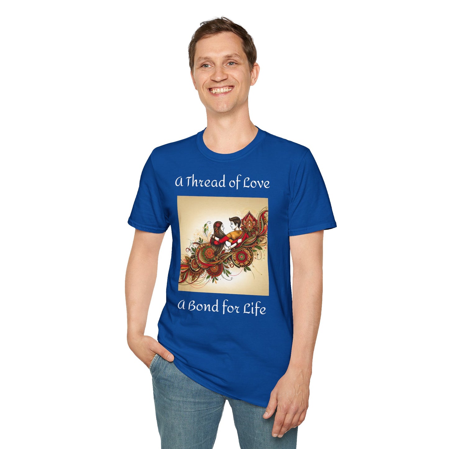 Men's T-Shirt | A Thread of Love. A Bond for Life | Brother & Sister | India Themed | Men's Softstyle T-Shirt