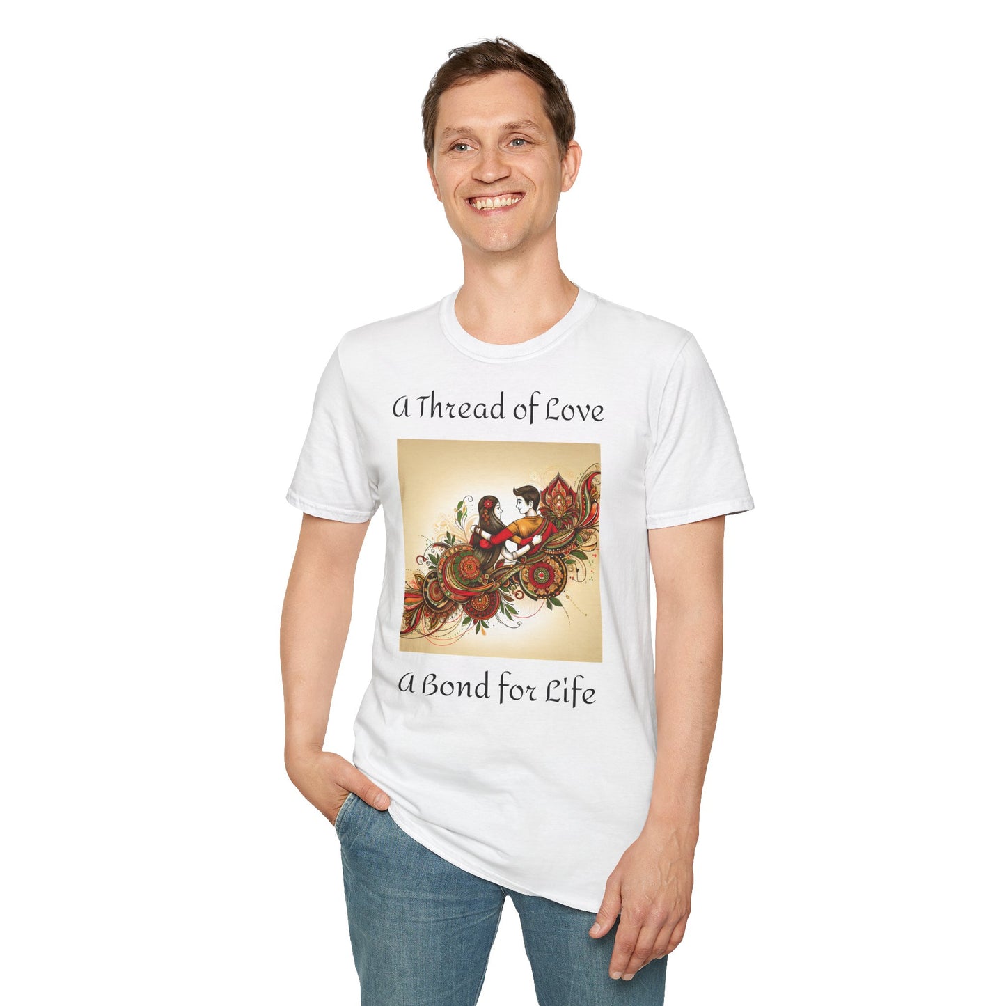 Men's T-Shirt | A Thread of Love. A Bond for Life | Brother & Sister | India Themed | Men's Softstyle T-Shirt