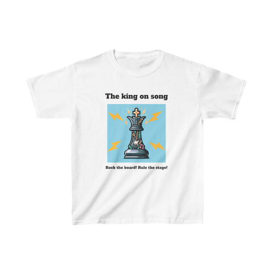 Boys' T-Shirt | The King on song. Rock the Board! Rule the Stage! | Bold & Stylish | Chess themed | Kids Heavy Cotton™ Tee
