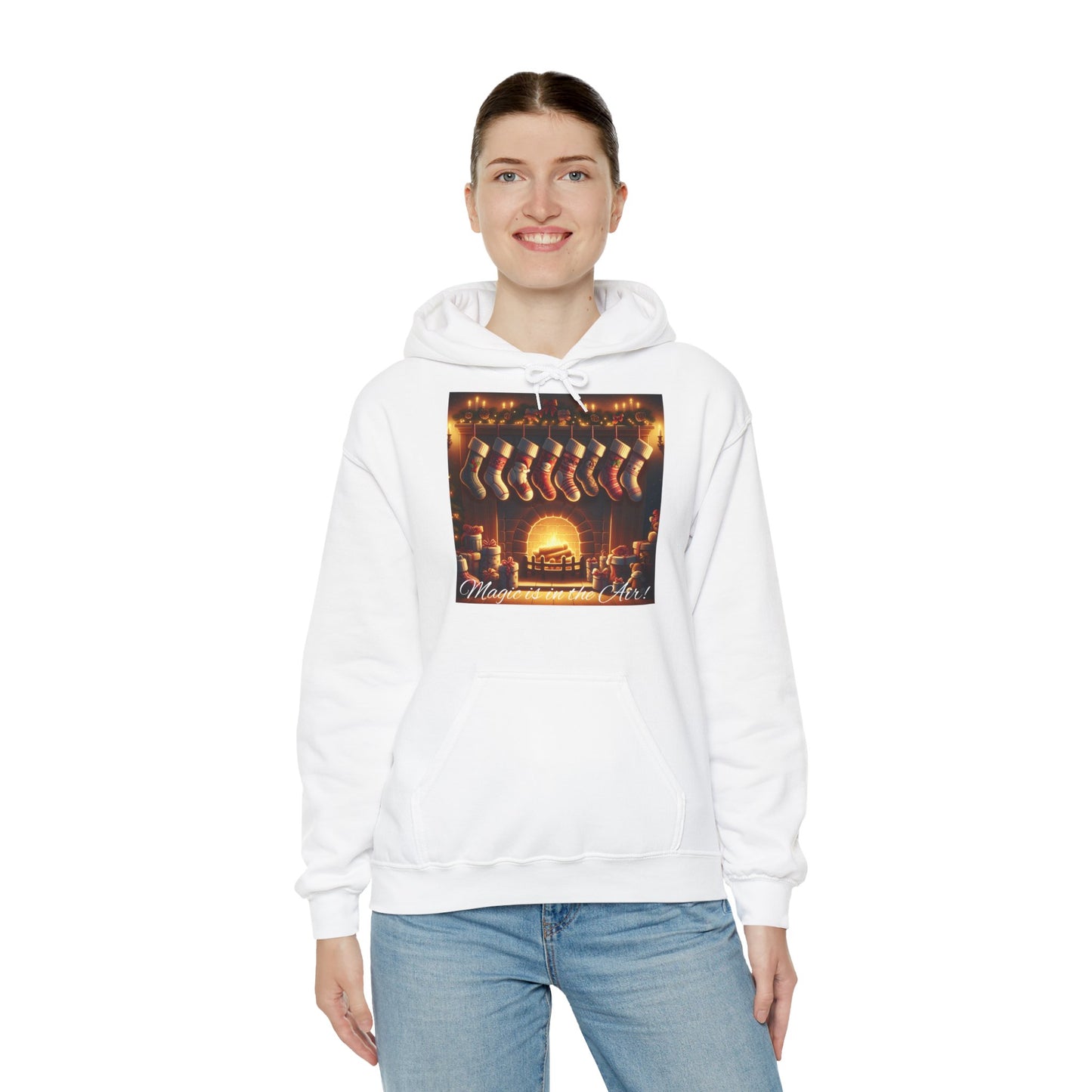 XXXL+ | Women's Hooded Sweatshirt - Magic is in the Air - Christmas Stockings Design