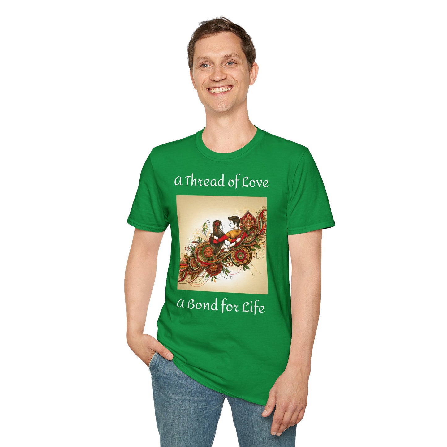 Men's T-Shirt | A Thread of Love. A Bond for Life | Brother & Sister | India Themed | Men's Softstyle T-Shirt