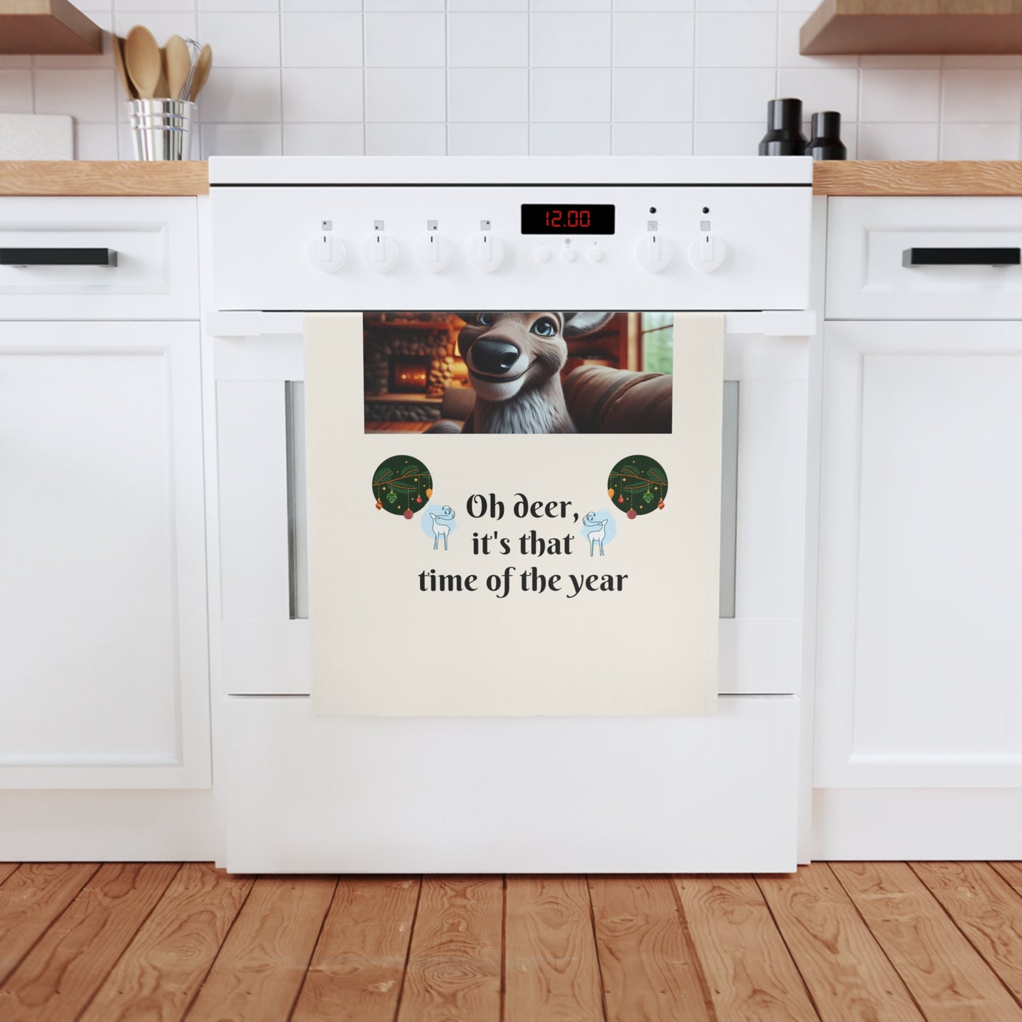 Kitchen Tea Towel - Oh deer, it's that time of the year